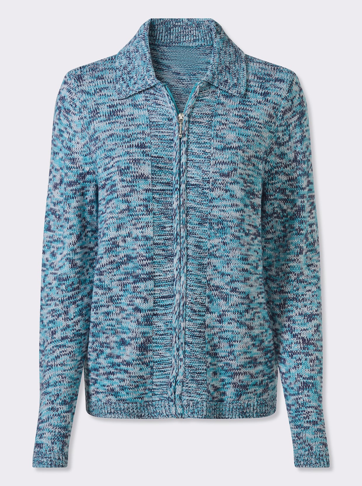 Strickjacke - türkis-hellblau-meliert