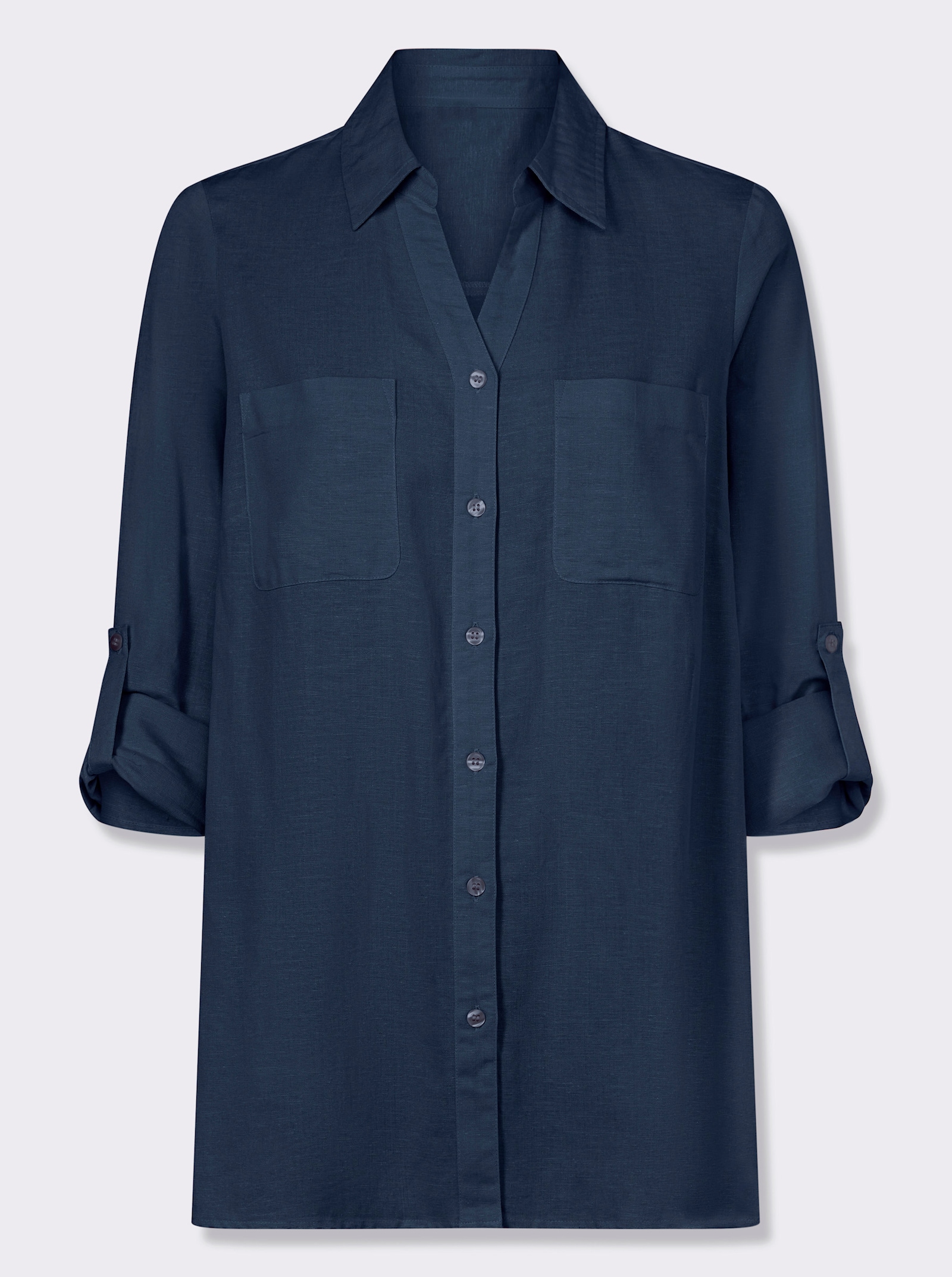 Longbluse mit Brusttaschen - dunkelblau