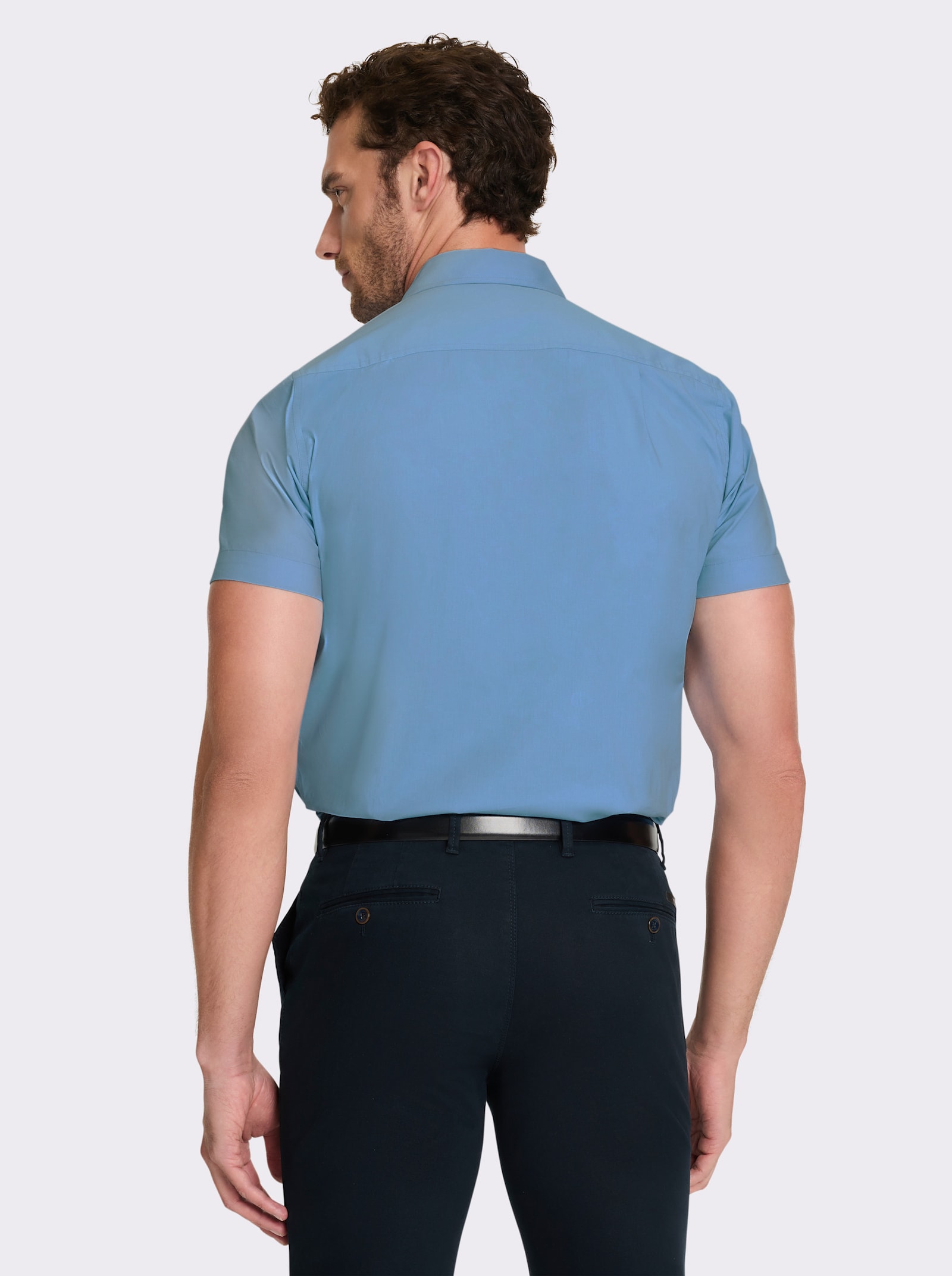 Marco Donati Kurzarmhemd mit Reißverschluss-Brusttasche - himmelblau