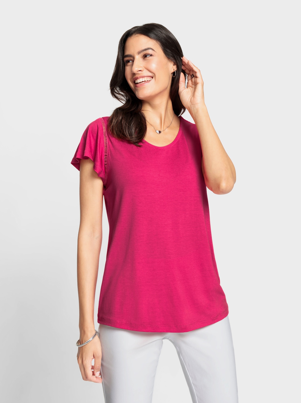 Shirt met V-hals - pink