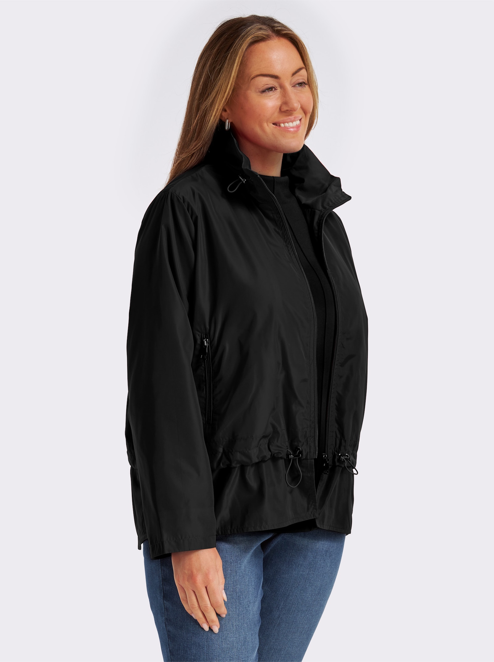Blousonjacke mit Tunnelzug - schwarz
