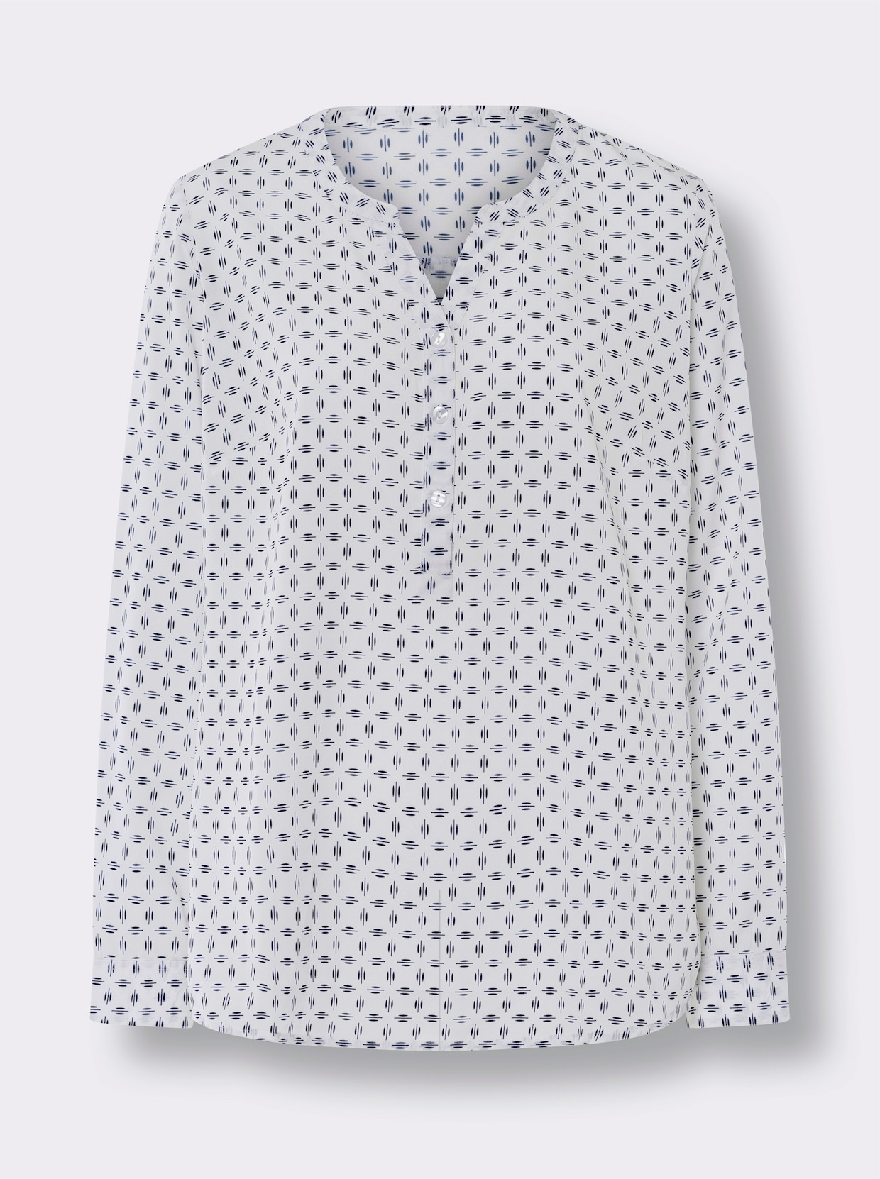 Comfortabele blouse - wit/marine geprint