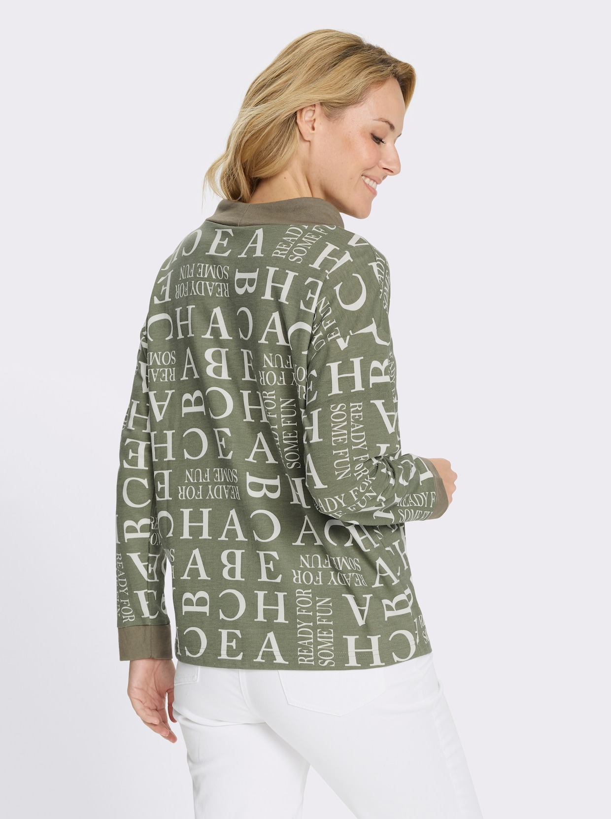 Sweatshirt mit Buchstaben-Druck - khaki-ecru-bedruckt