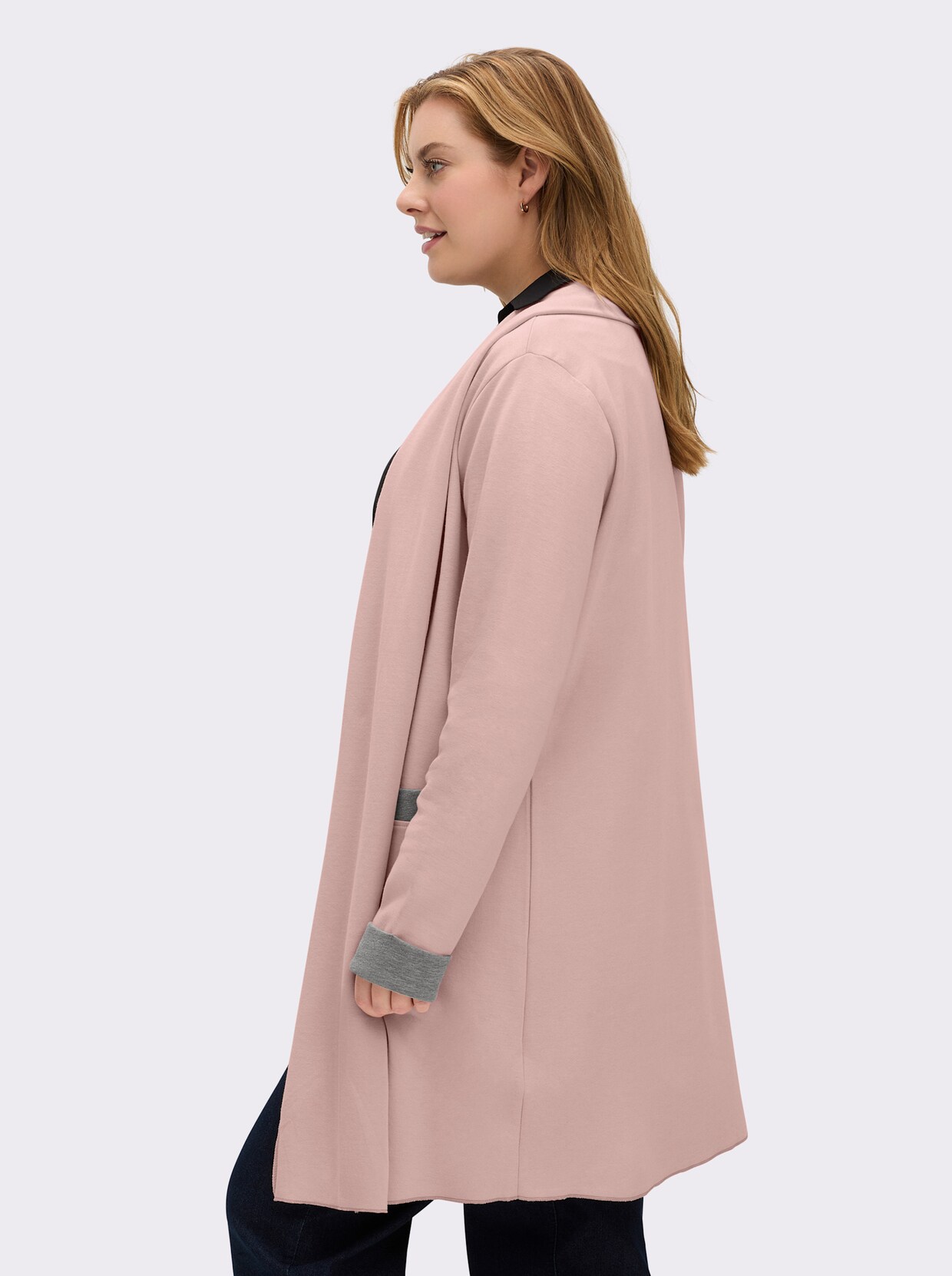 Shirtjacke in Interlock-Jersey-Qualität - altrosé-grau-meliert