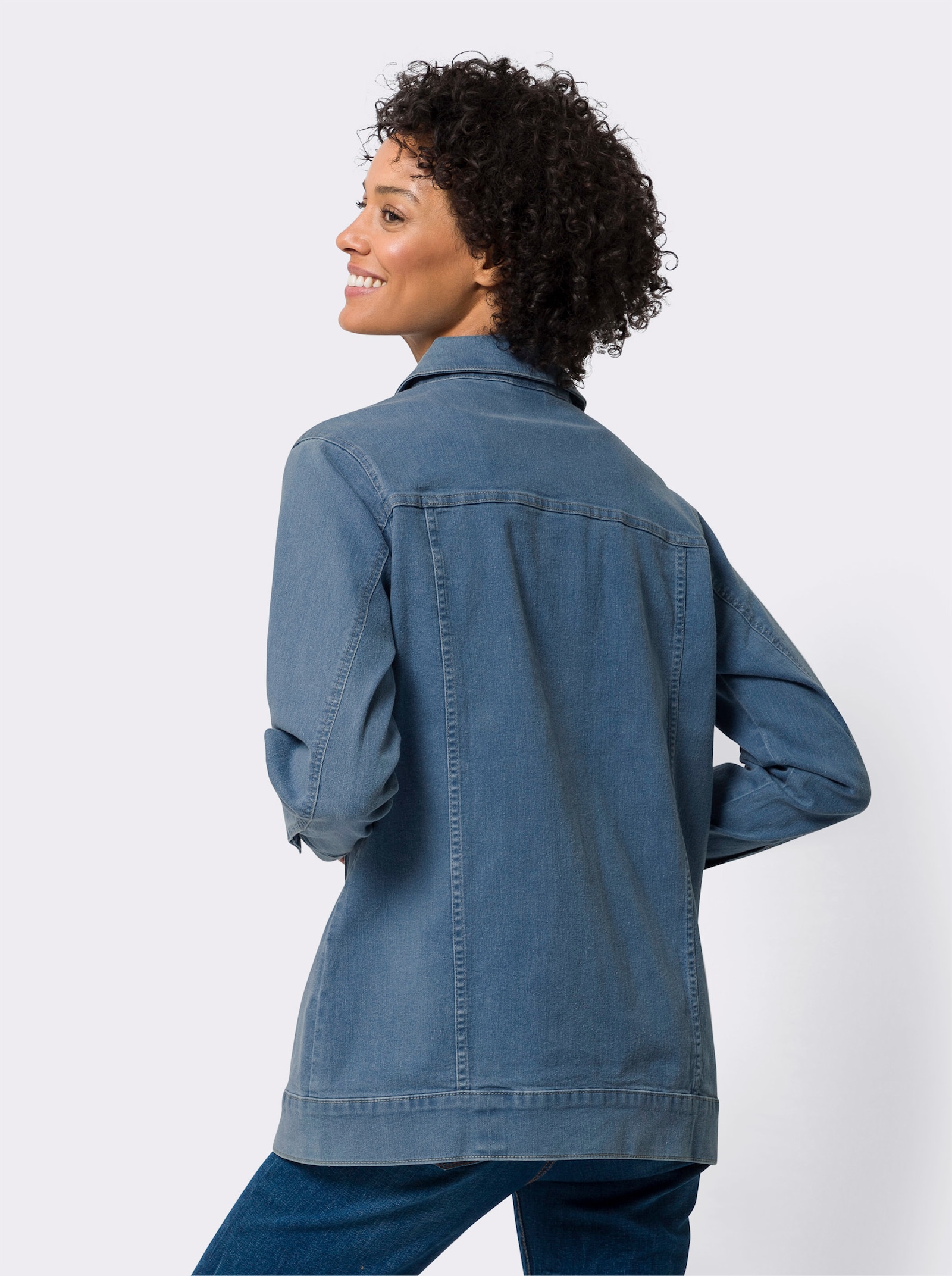 Jeansjacke in Longform - blue-bleached