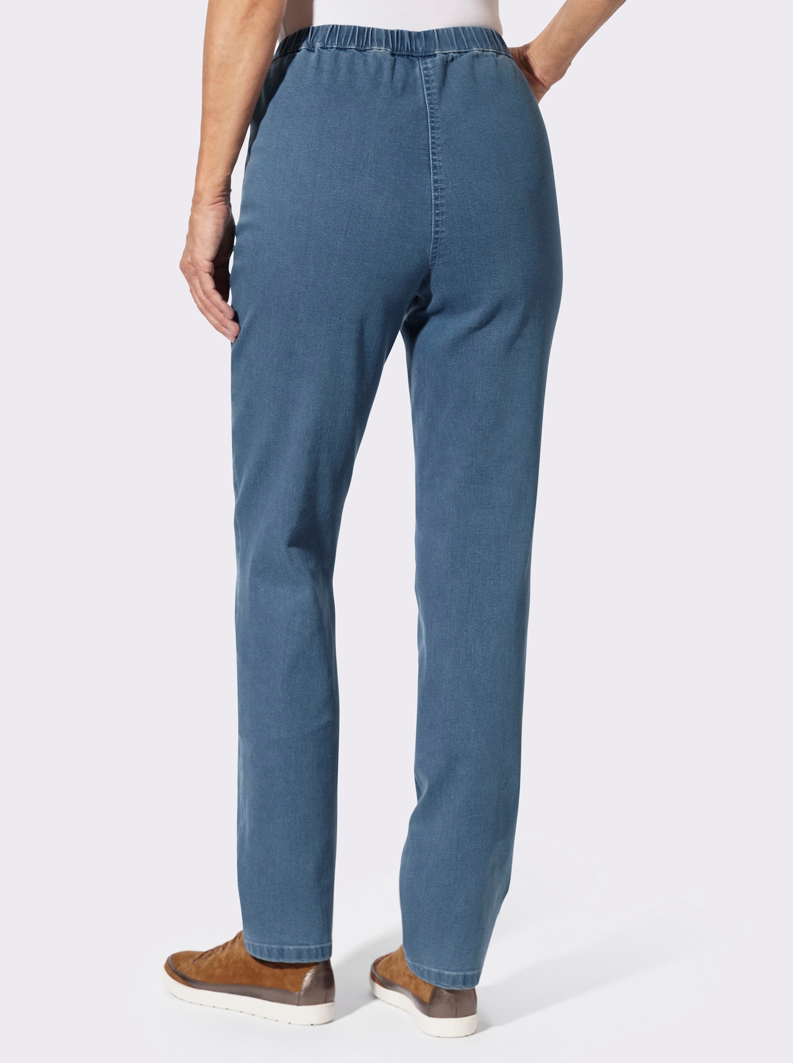 Schlupfjeans mit Stickerei - blue-bleached