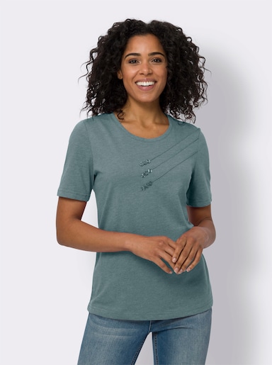 Kurzarmshirt - jade-meliert