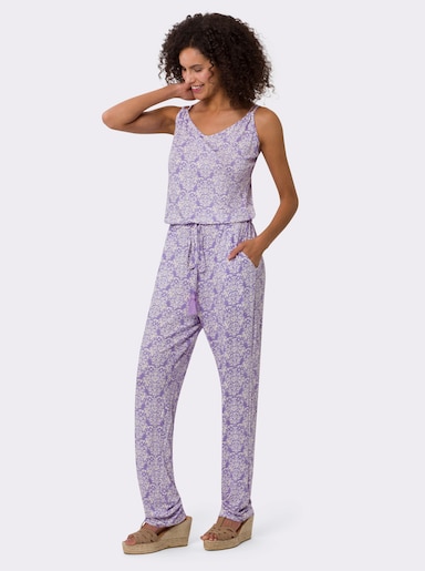 heine Jumpsuit - lavendel-ecru-bedruckt