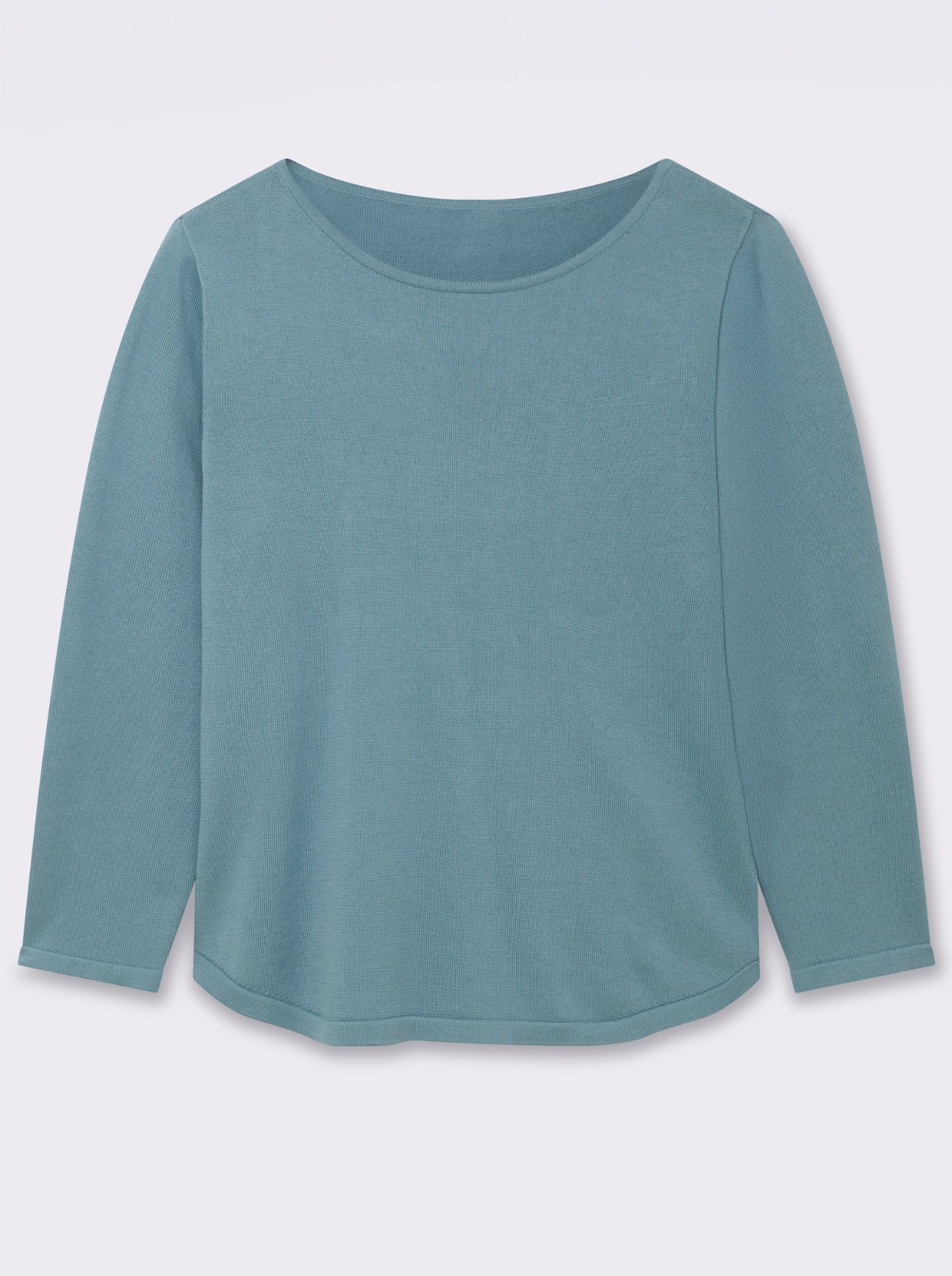 Rundhalspullover mit U-Boot-Ausschnitt - wintertürkis