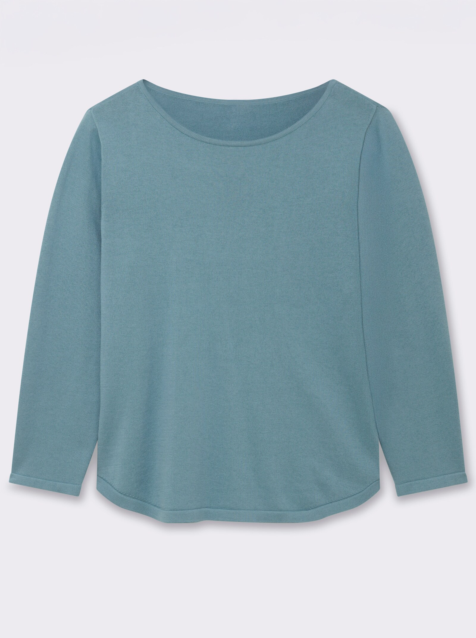 Rundhalspullover mit U-Boot-Ausschnitt - wintertürkis