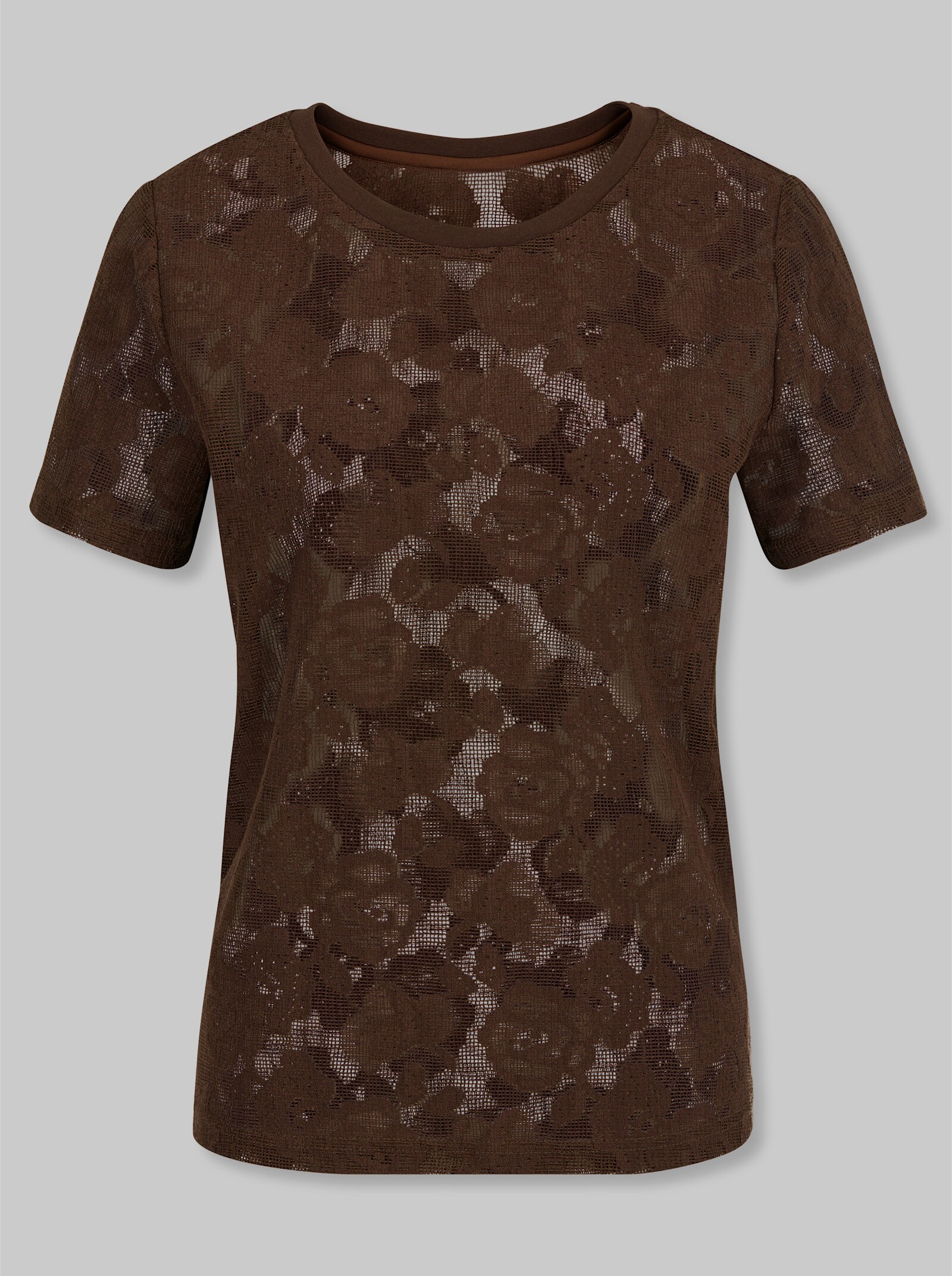 heine Kurzarmshirt aus Netzware - schoko