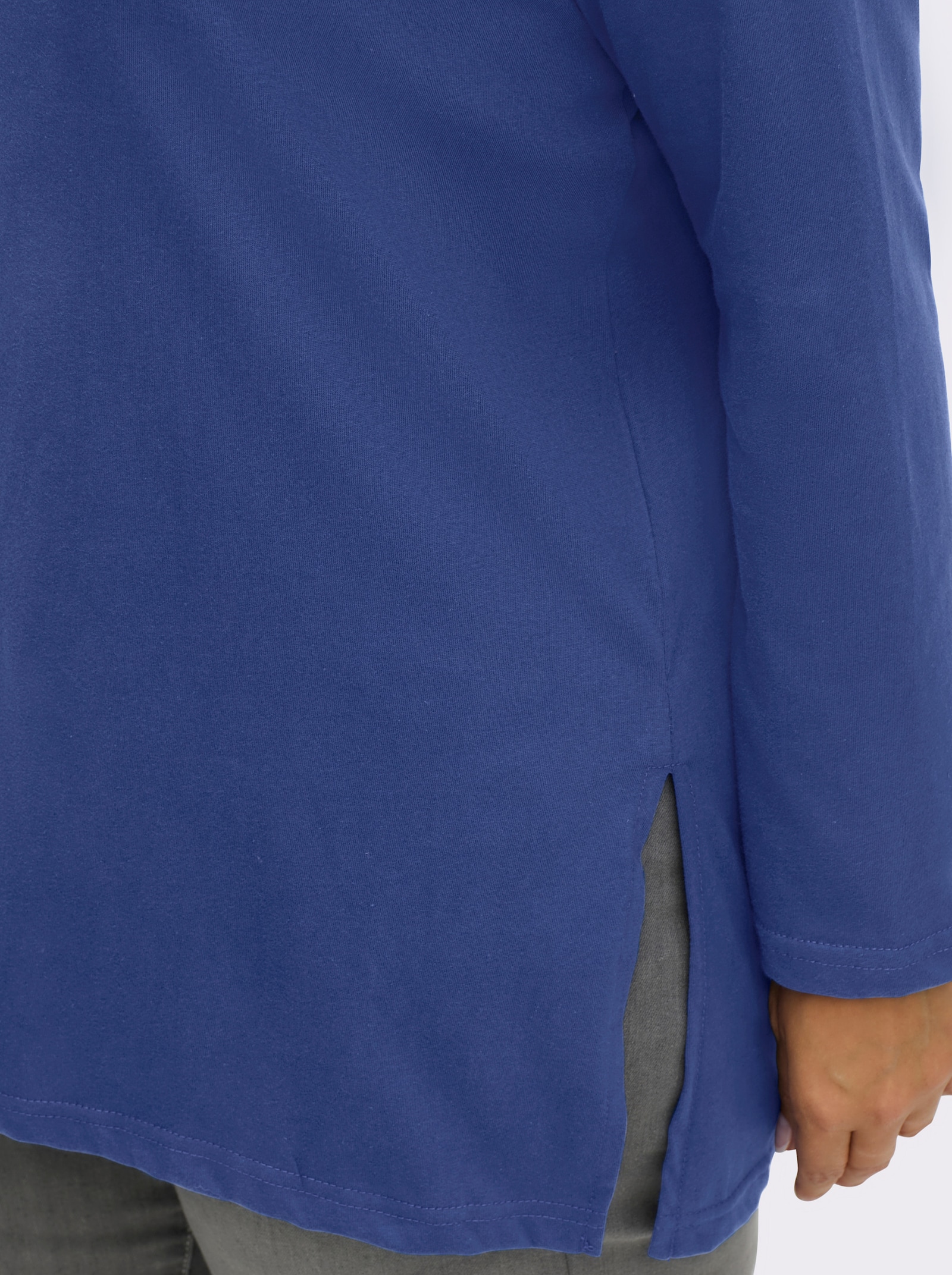 Longshirt mit hohen Seitenschlitzen - royalblau