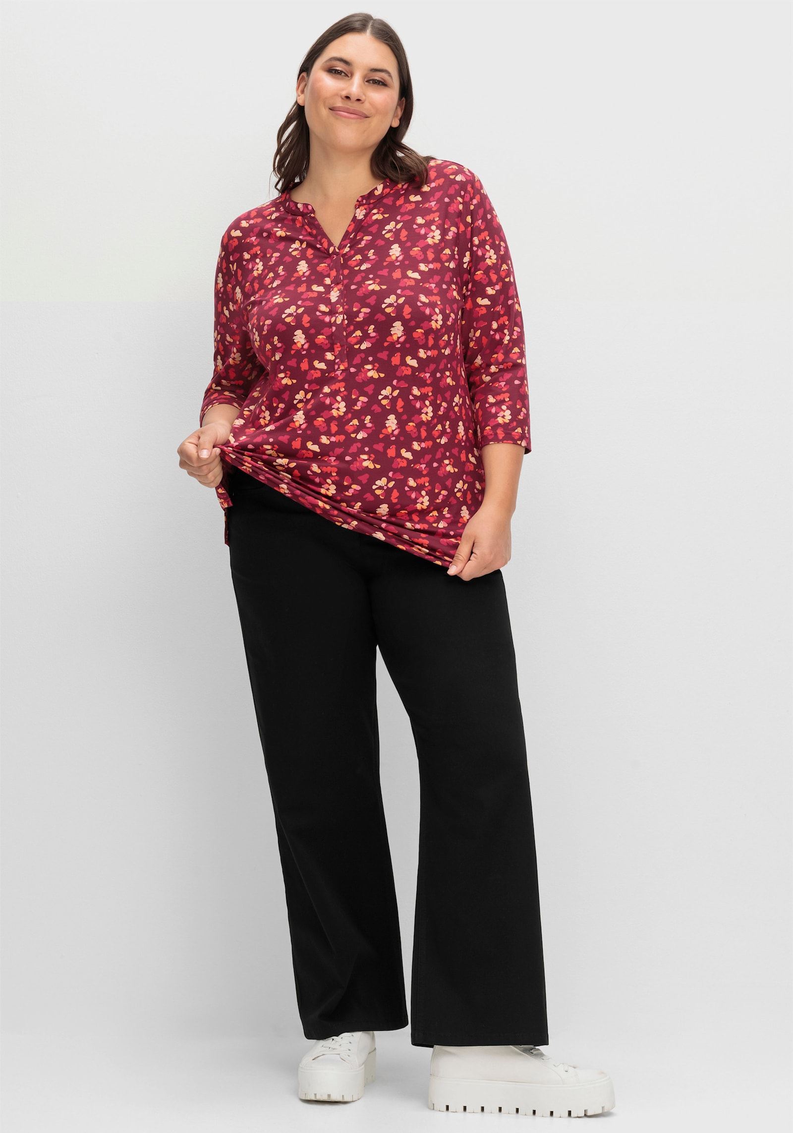 sheego Stretch-Hose mit weitem Bein - schwarz