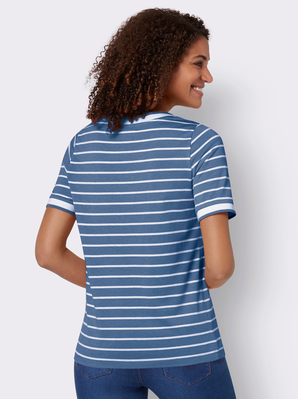 Shirt - middenblauw/wit gestreept