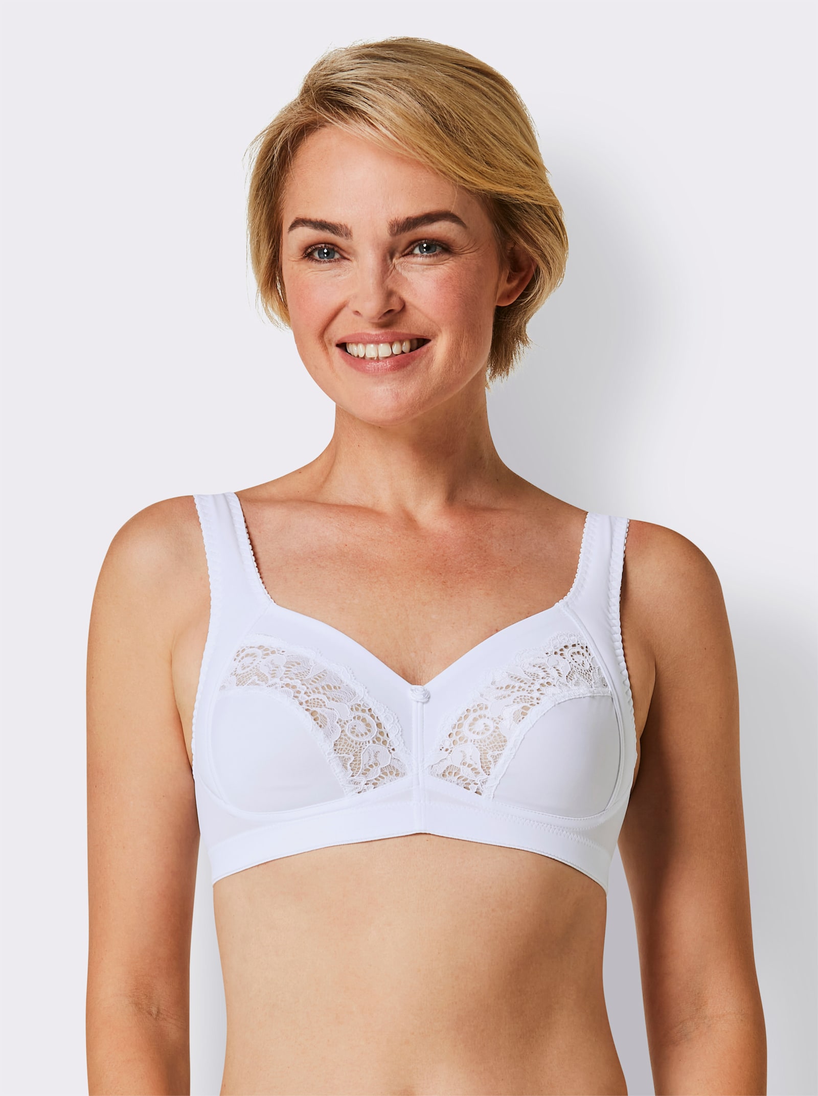 Swegmark BH ohne Bügel mit floraler Spitze - weiss