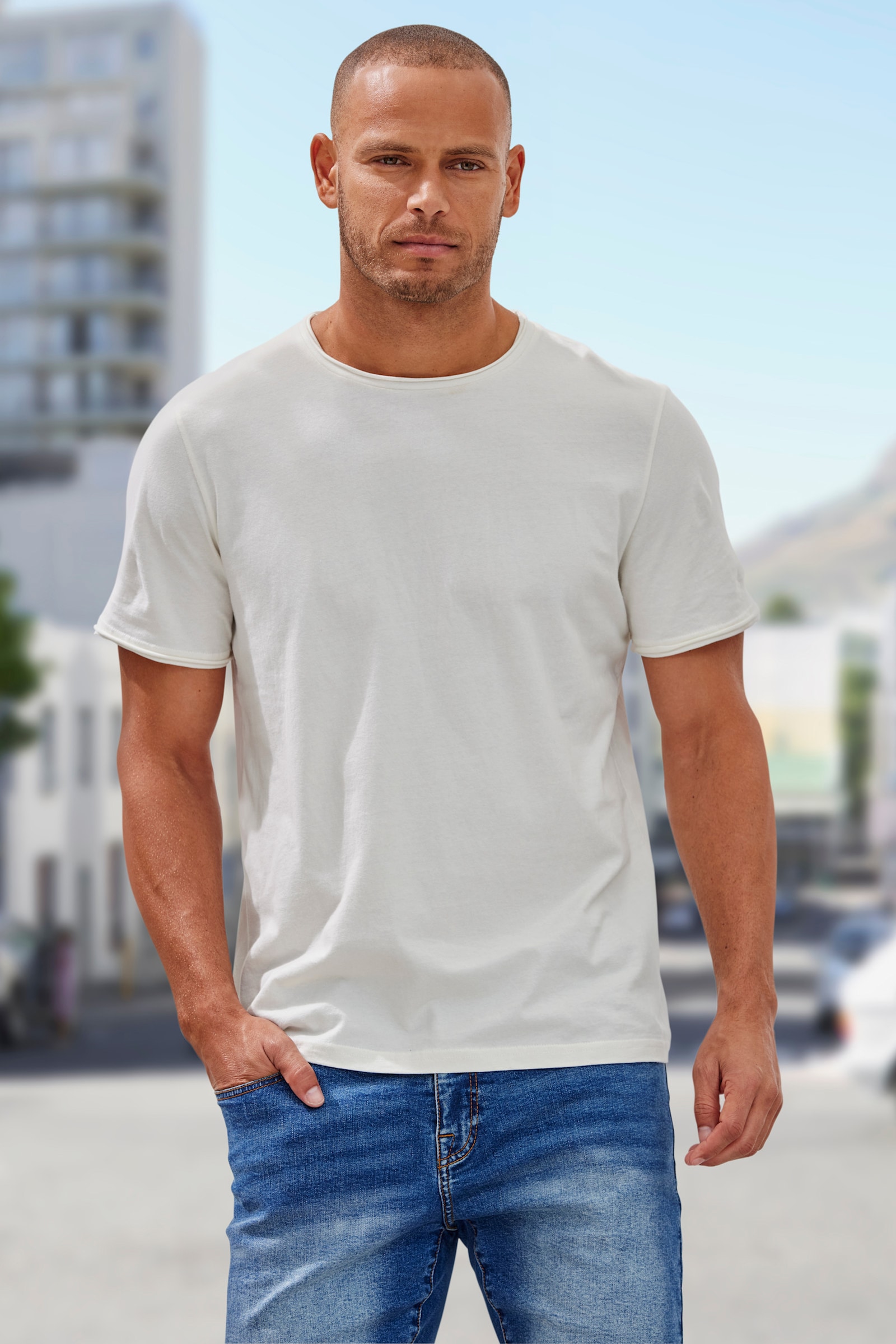 John Devin T-Shirt - grau / creme