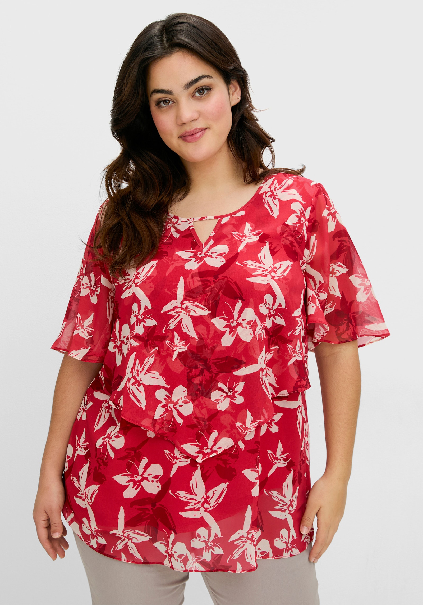 sheego Tunika aus Chiffon - erdbeere-gemustert