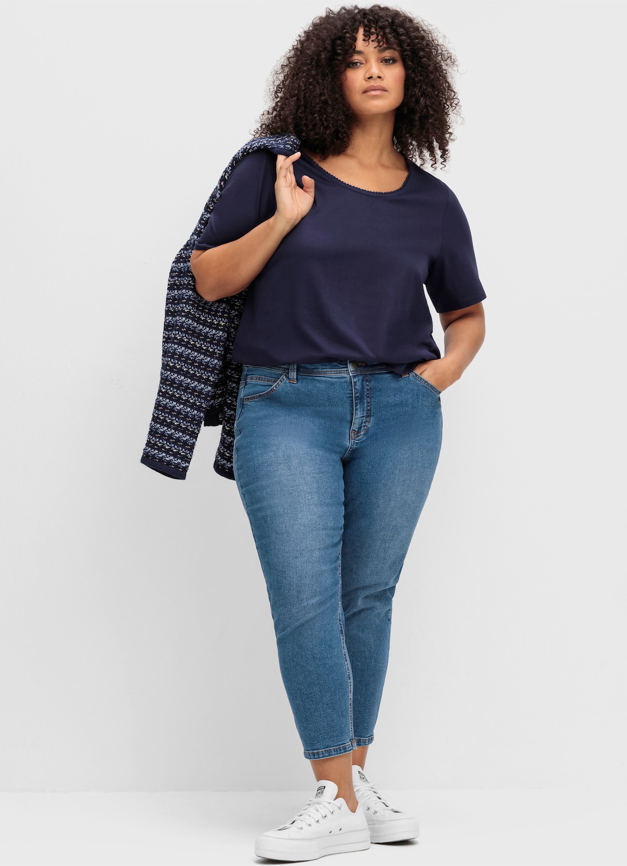 sheego High waist jeans - blue denim
