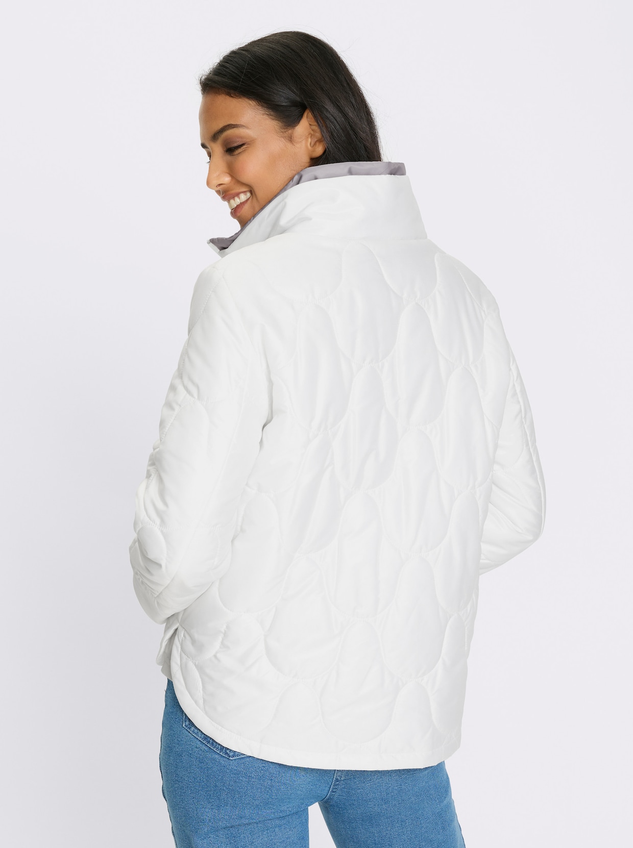 Steppjacke - weiß-steingrau