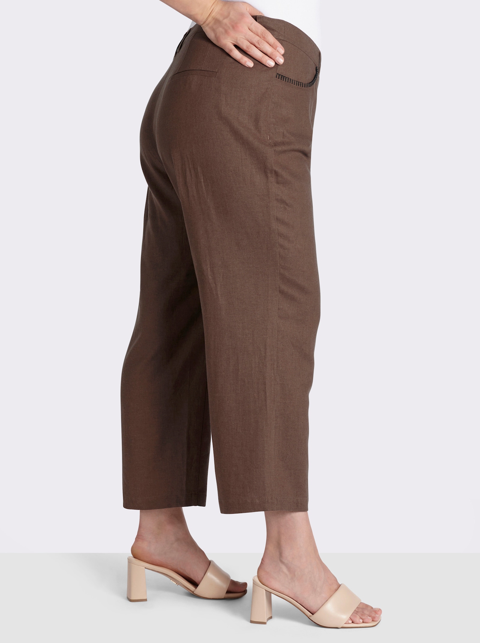 sheego Leinen-Mix-Hose - schoko