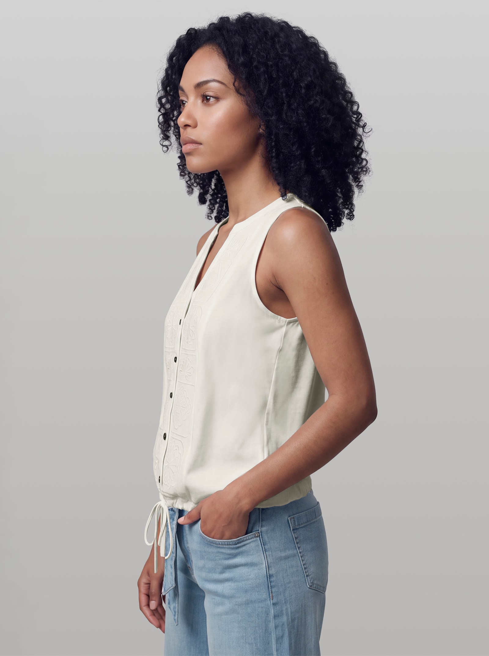 heine Blusenshirt mit Spitzeneinsatz - ecru