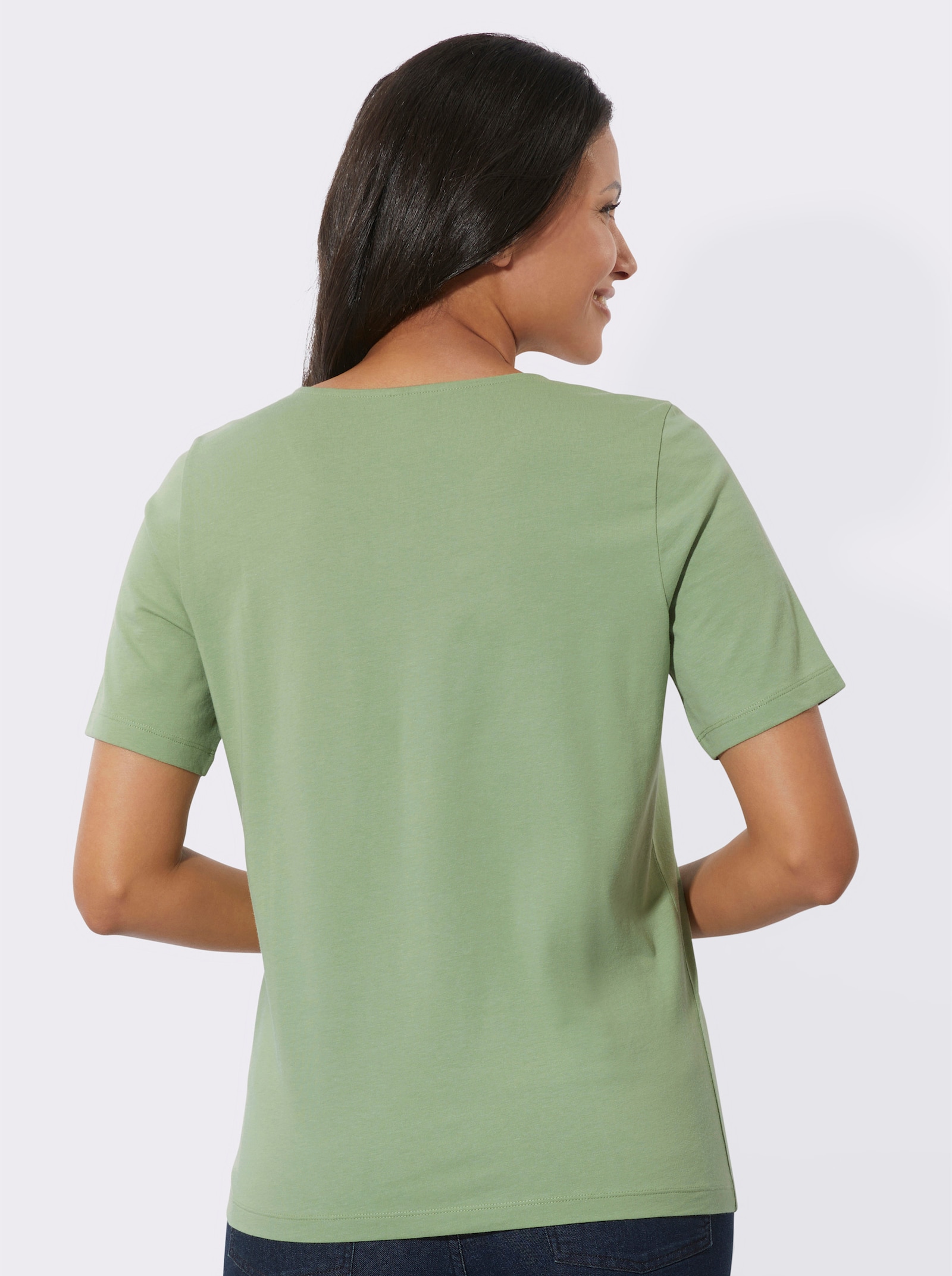Kurzarmshirt aus reiner Baumwolle - eucalyptus-ecru
