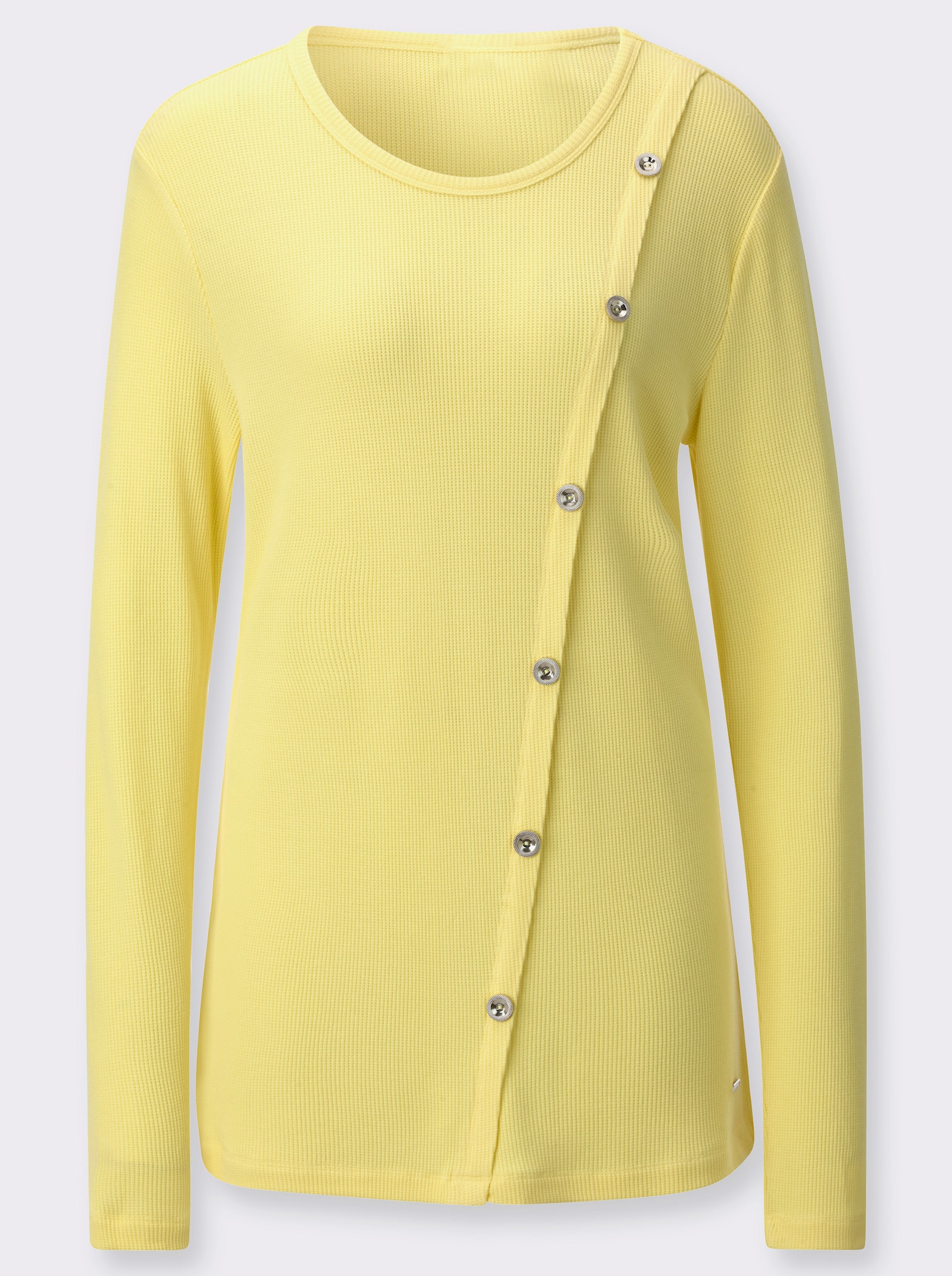 Rundhalsshirt mit langen Ärmeln - zitrone