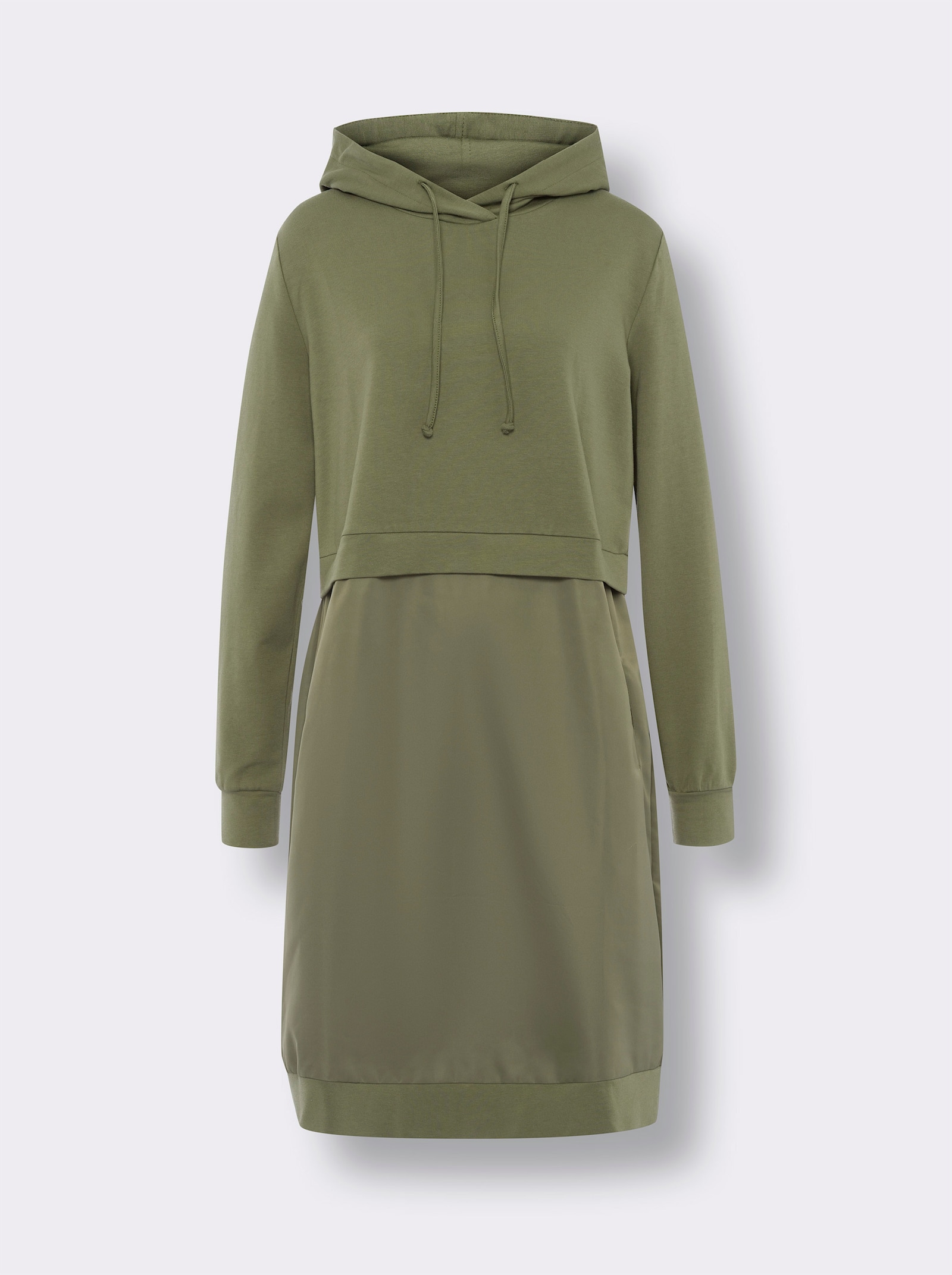 heine Shirtkleid mit Kapuze, 2-in-1-Optik - khaki