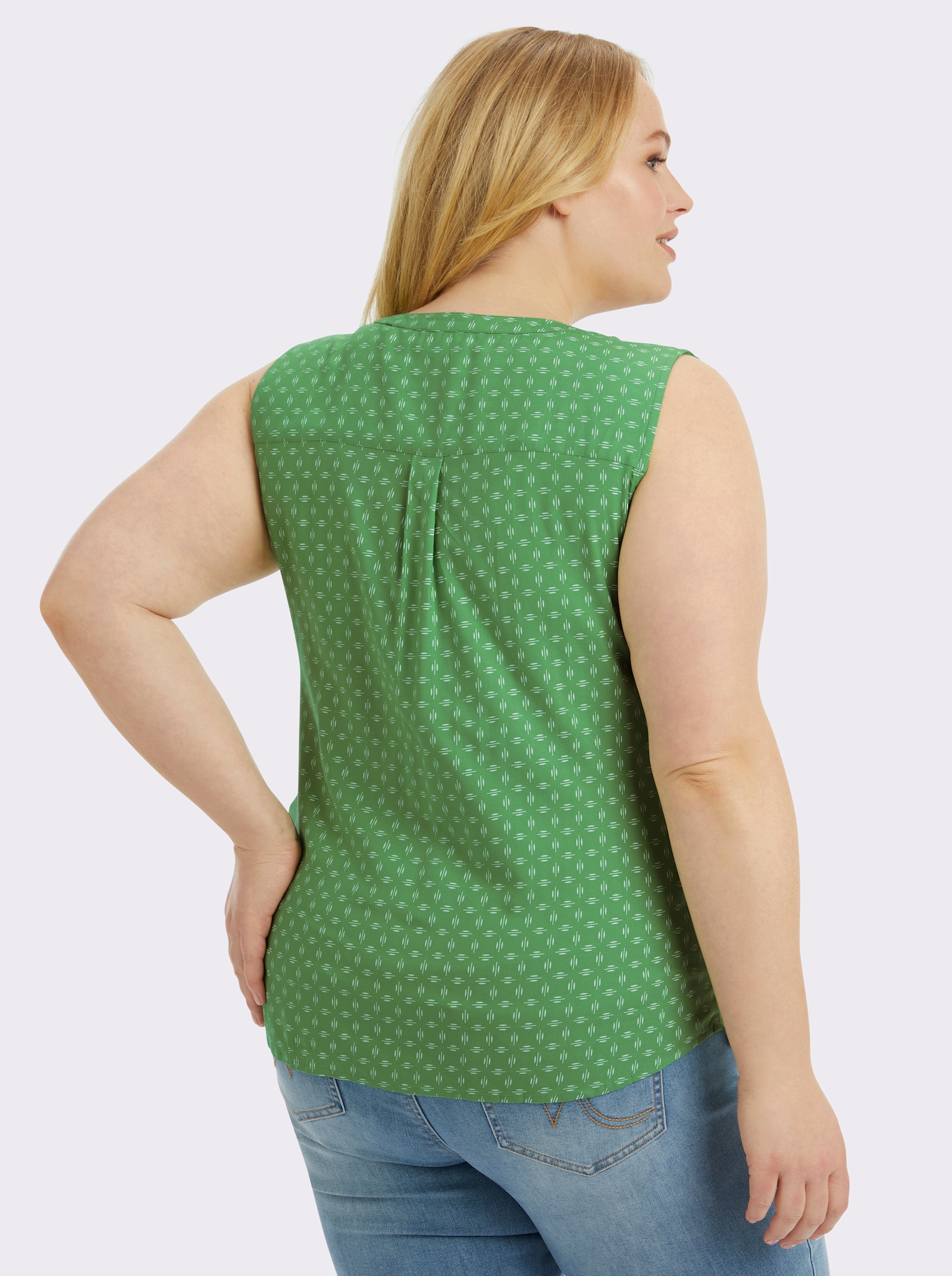 Blusentop mit Blende im Vorderteil - apfel-weiß-bedruckt