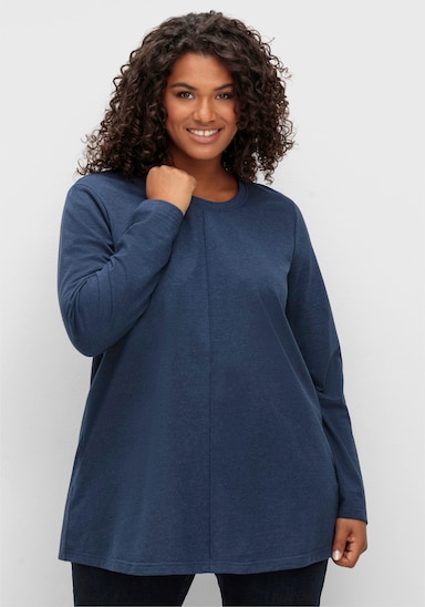 sheego Langarmshirt - nachtblau-meliert