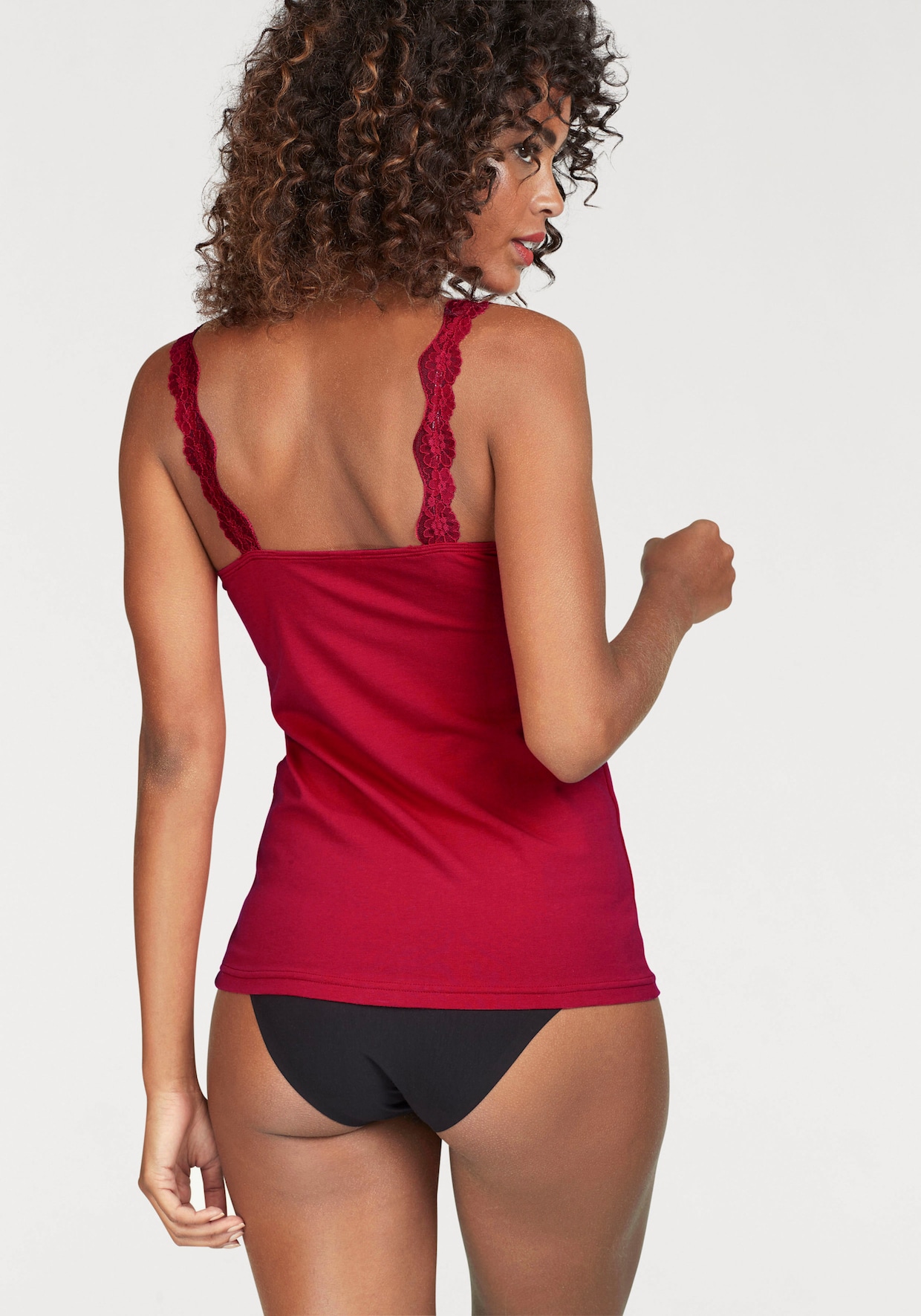 LASCANA Chemise - rouge, noir