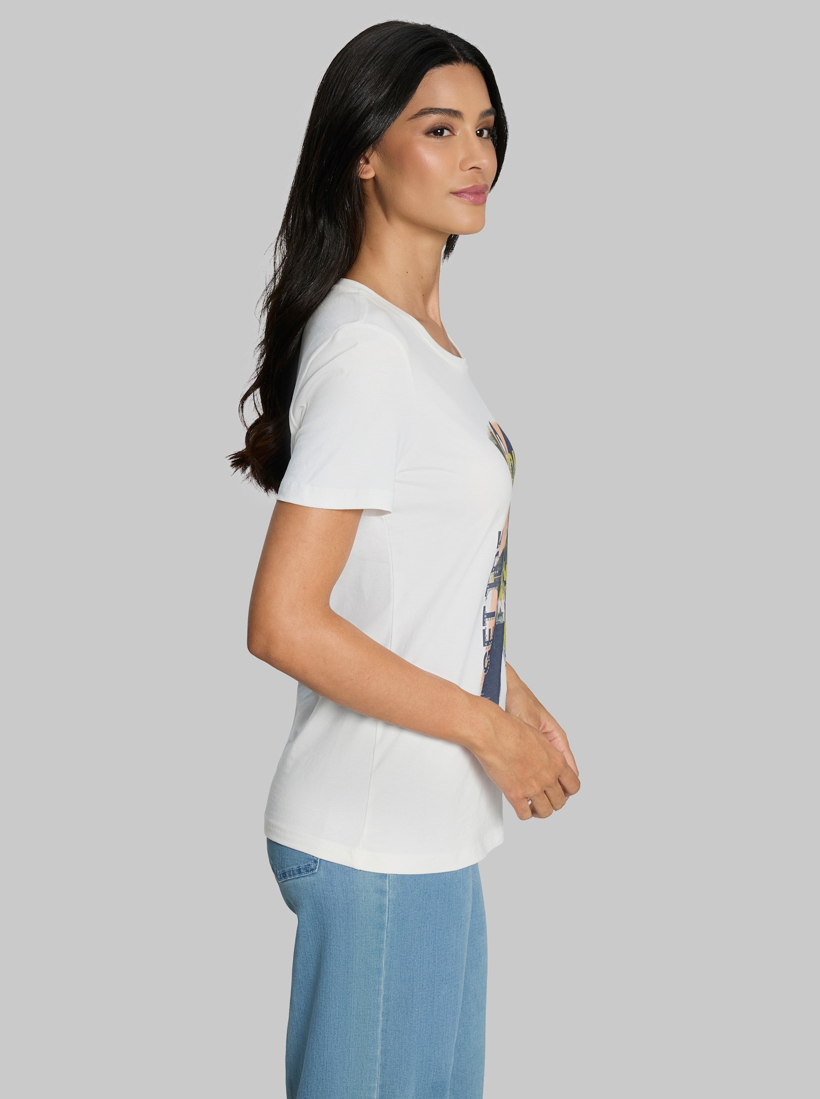 heine T-Shirt mit Print und Ziernieten - ecru