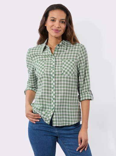 Flanellbluse im Karo-Dessin - eucalyptus-ecru-kariert