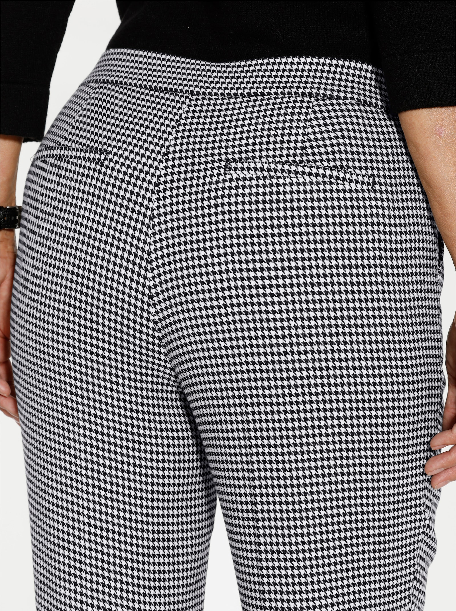 CREATION L PREMIUM Webhose in knitterarmer, bügelleichter Qualität - schwarz-ecru