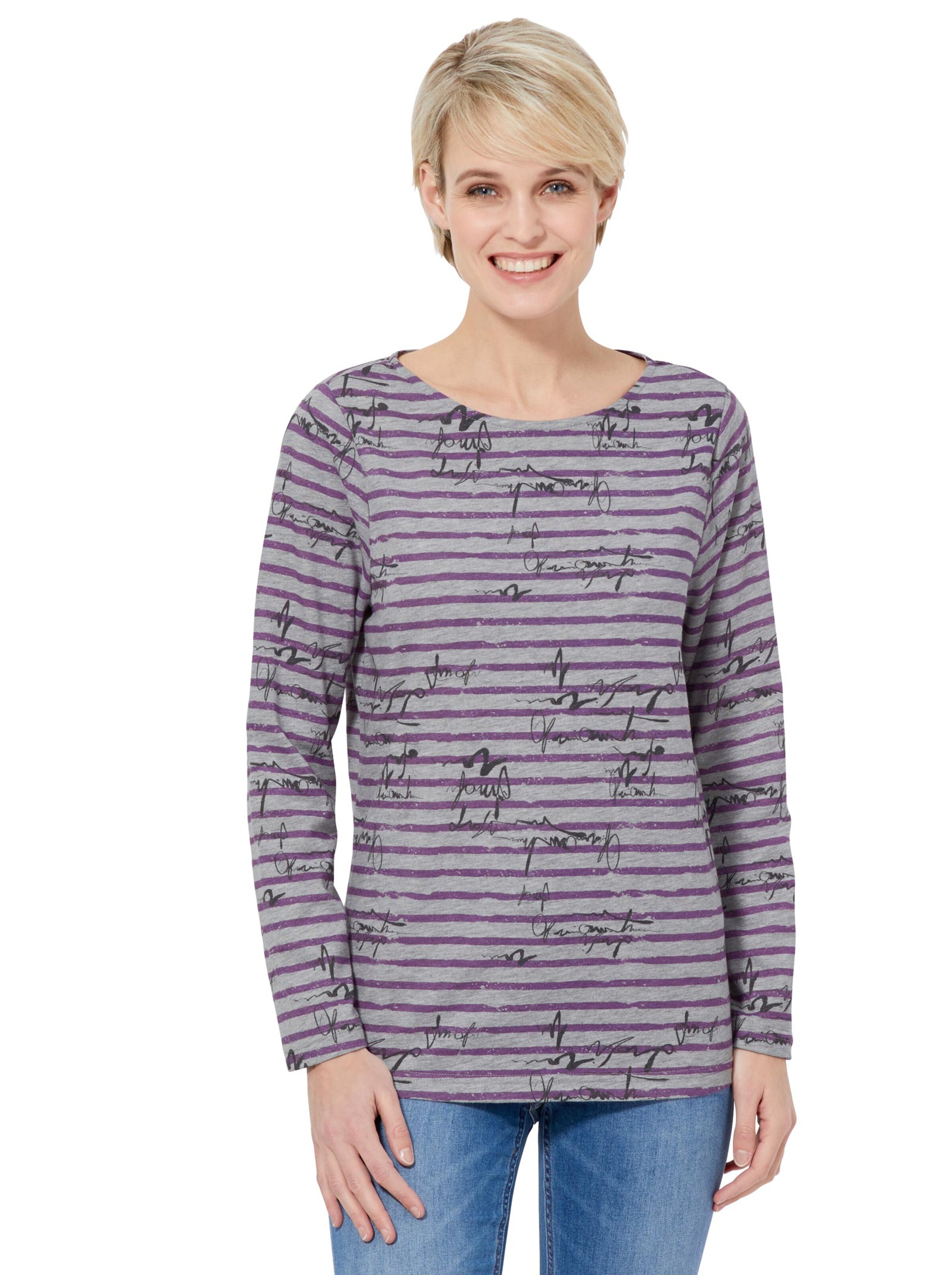 Shirt - grau-violett-gestreift