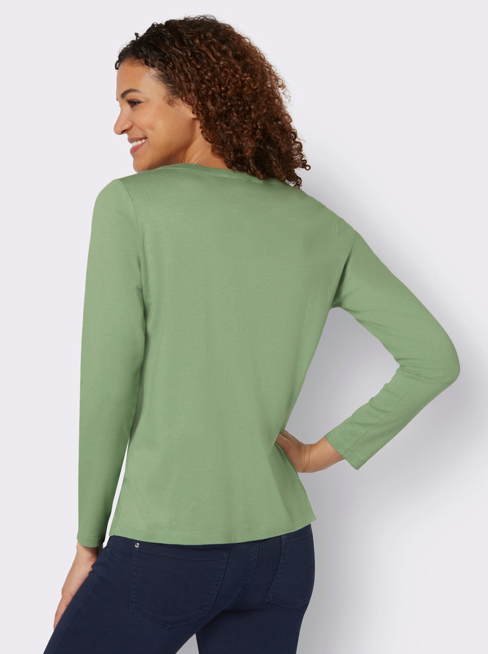 Langarmshirt mit Zierknöpfen - eucalyptus