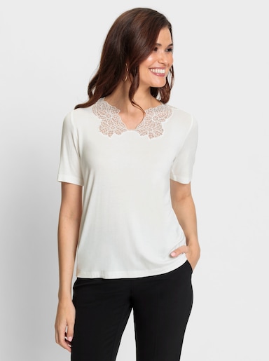 Spitzenshirt in Viskose-Qualität - ecru