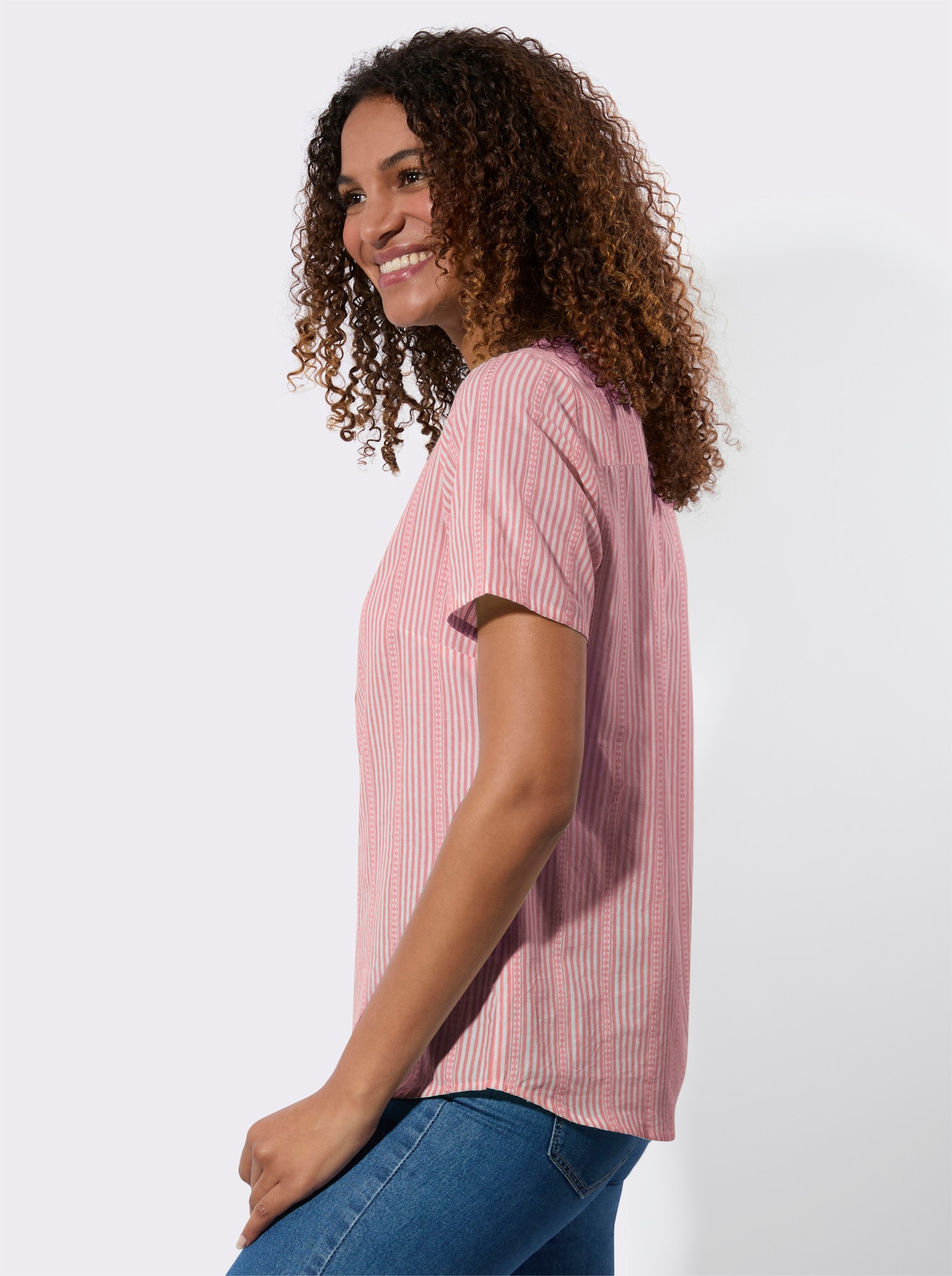 Gestreifte Bluse in Schlupfform - flamingo-gestreift