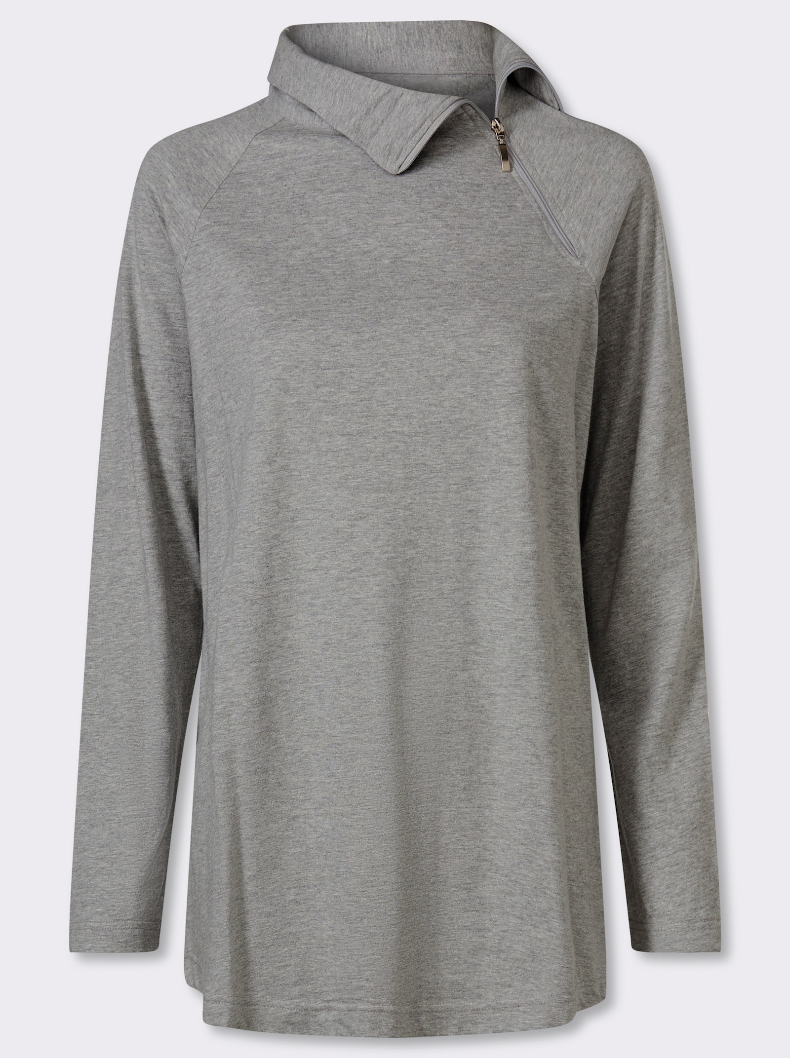 Dlouhé tričko s raglánovými rukávy - kamenná šedá-melír