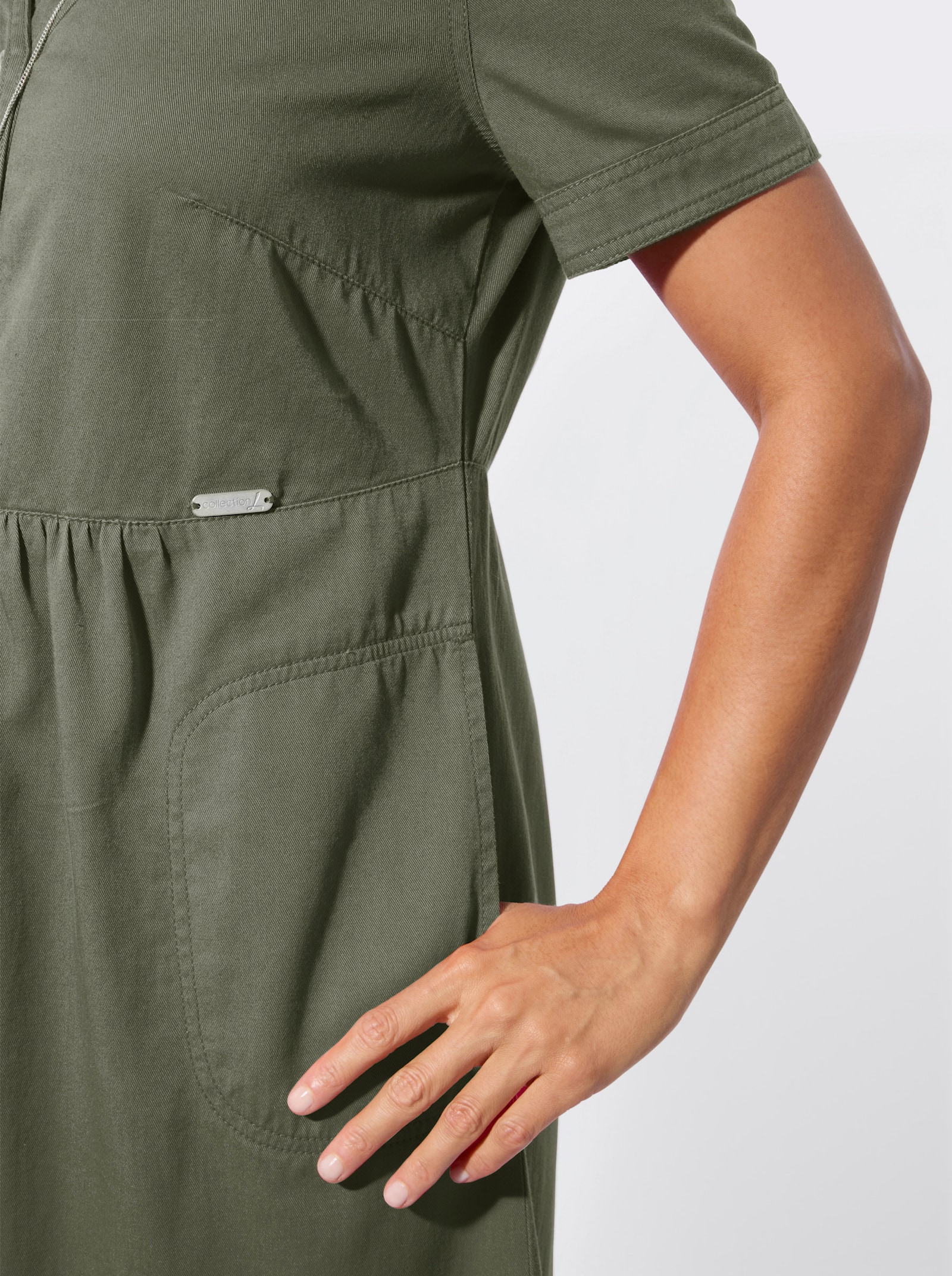 Jeanskleid aus luftiger Baumwolle - khaki