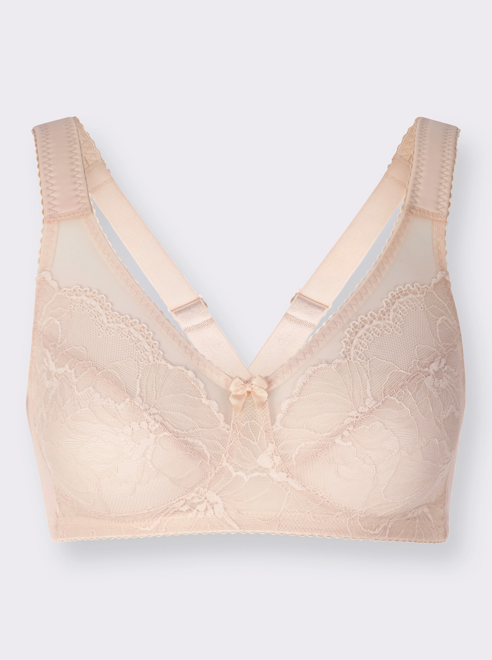 Odlehčovací podprsenka bez kostic s meshovou vsadkou - slonová kost