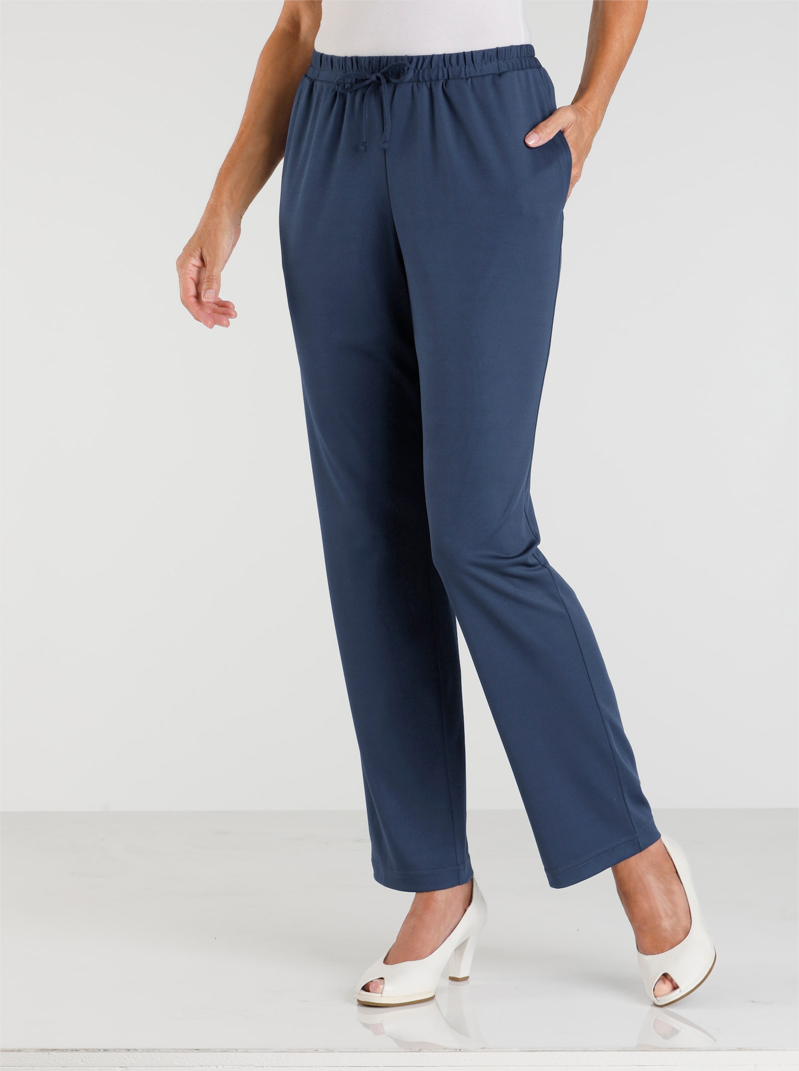 Žerzejové kalhoty s páskem - námořnická modrá