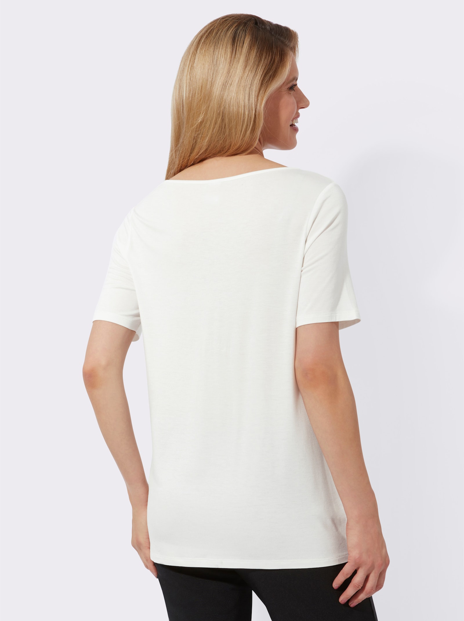 Tunikashirt mit Schmuck-Brosche - ecru