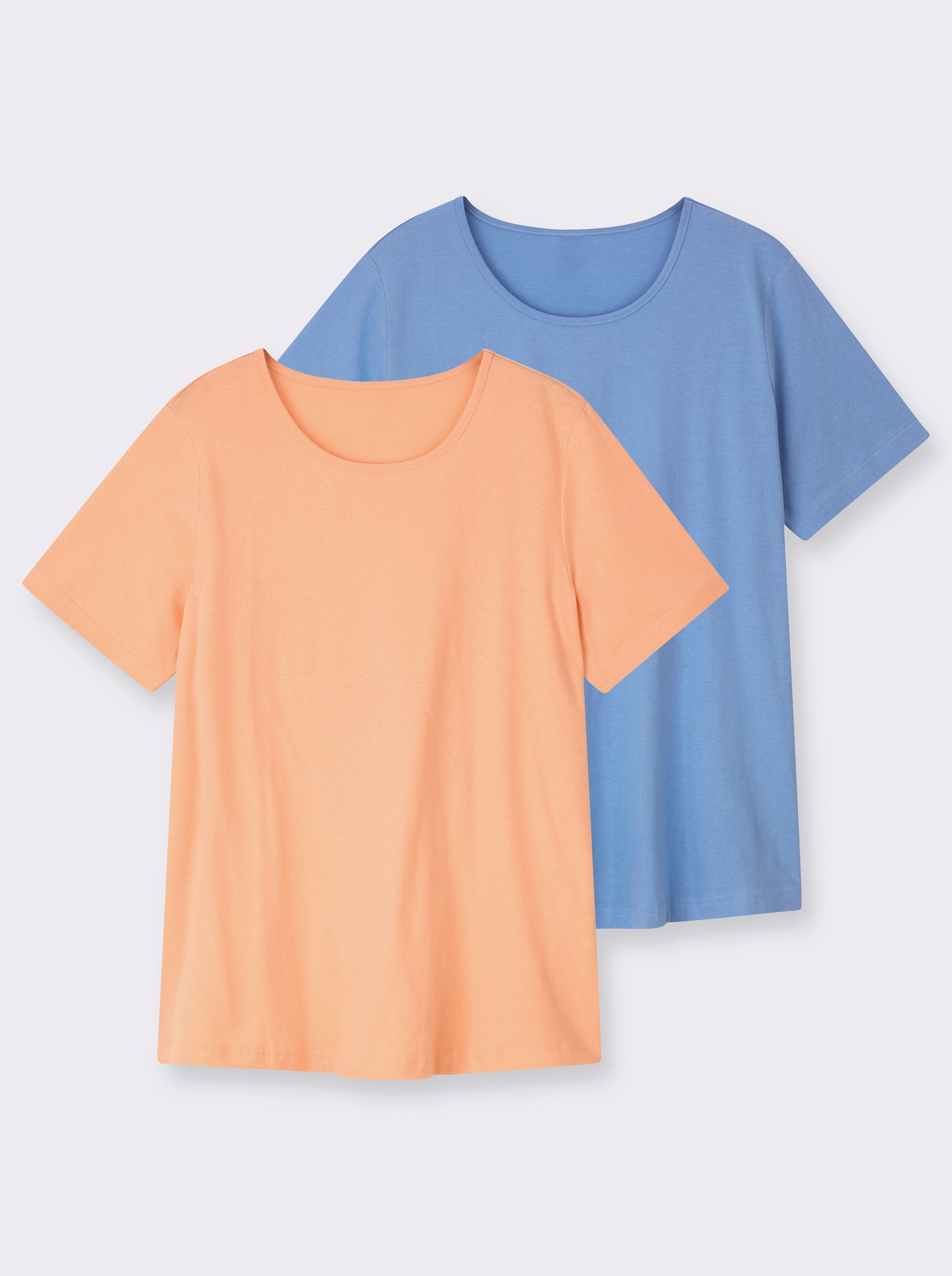 Longshirt im Doppelpack - himmelblau + apricot