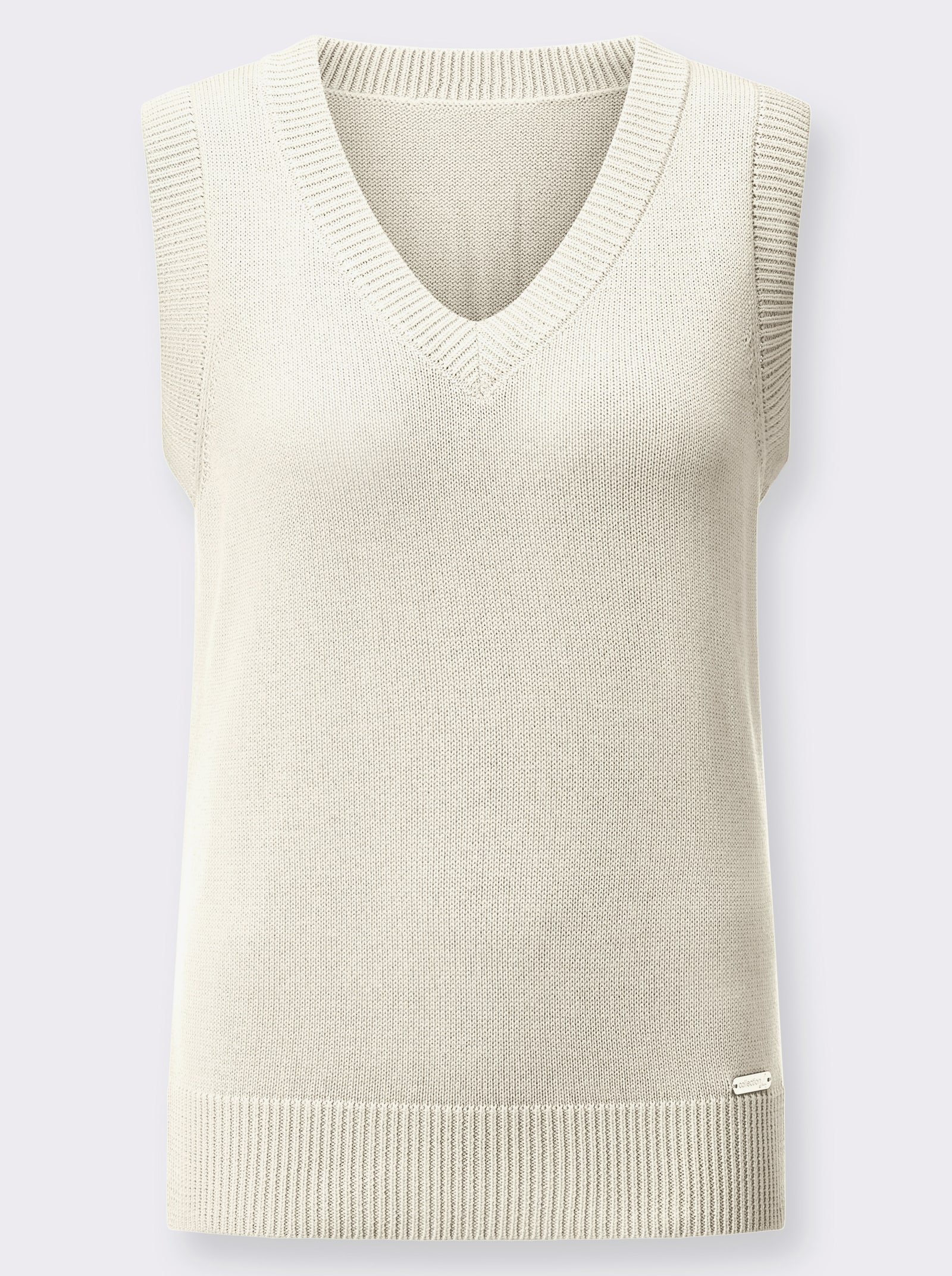 Pullunder mit Ripp-Abschlüssen - wollweiß