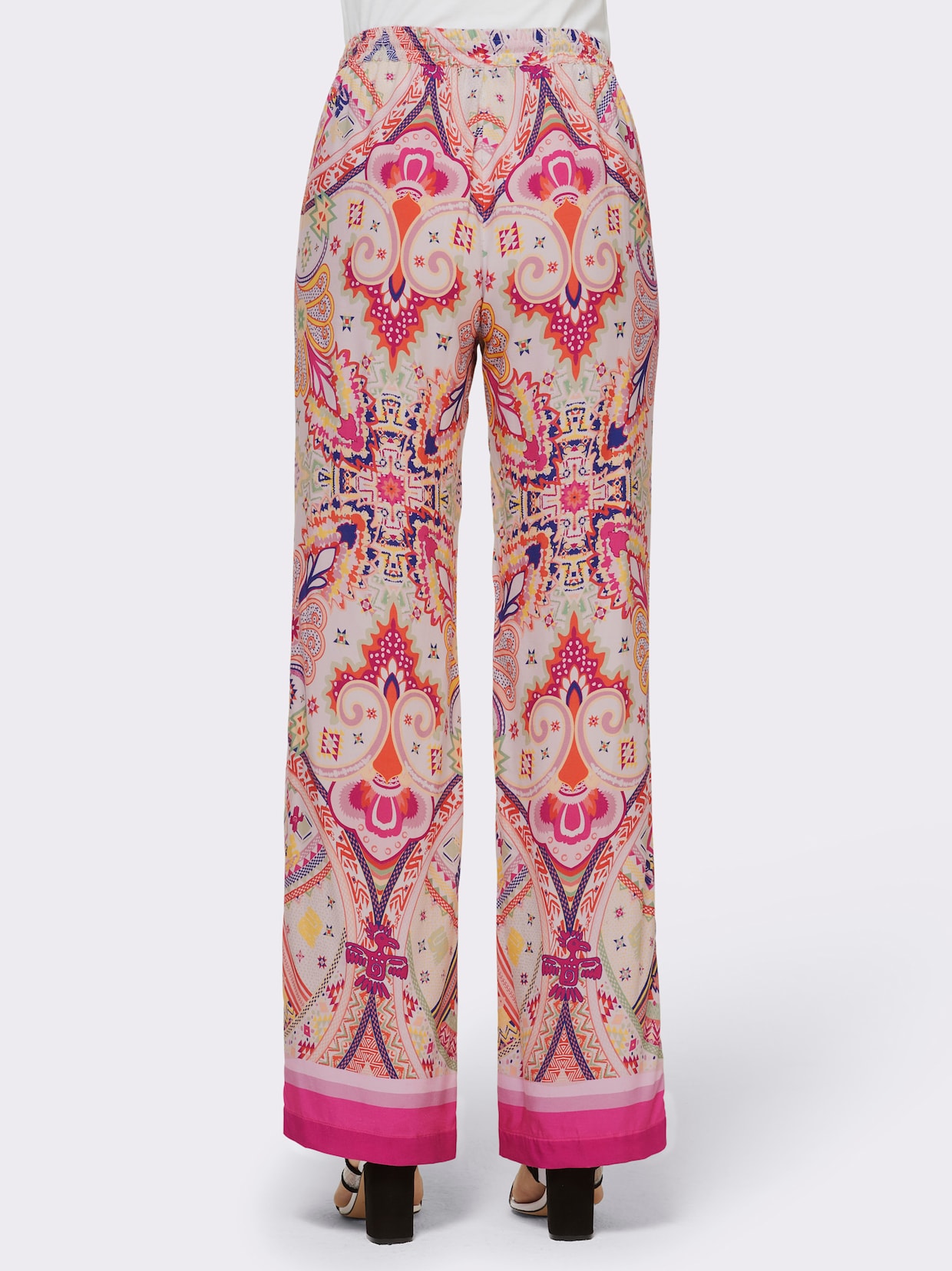 heine Broek met print - ecru/fuchsia geprint