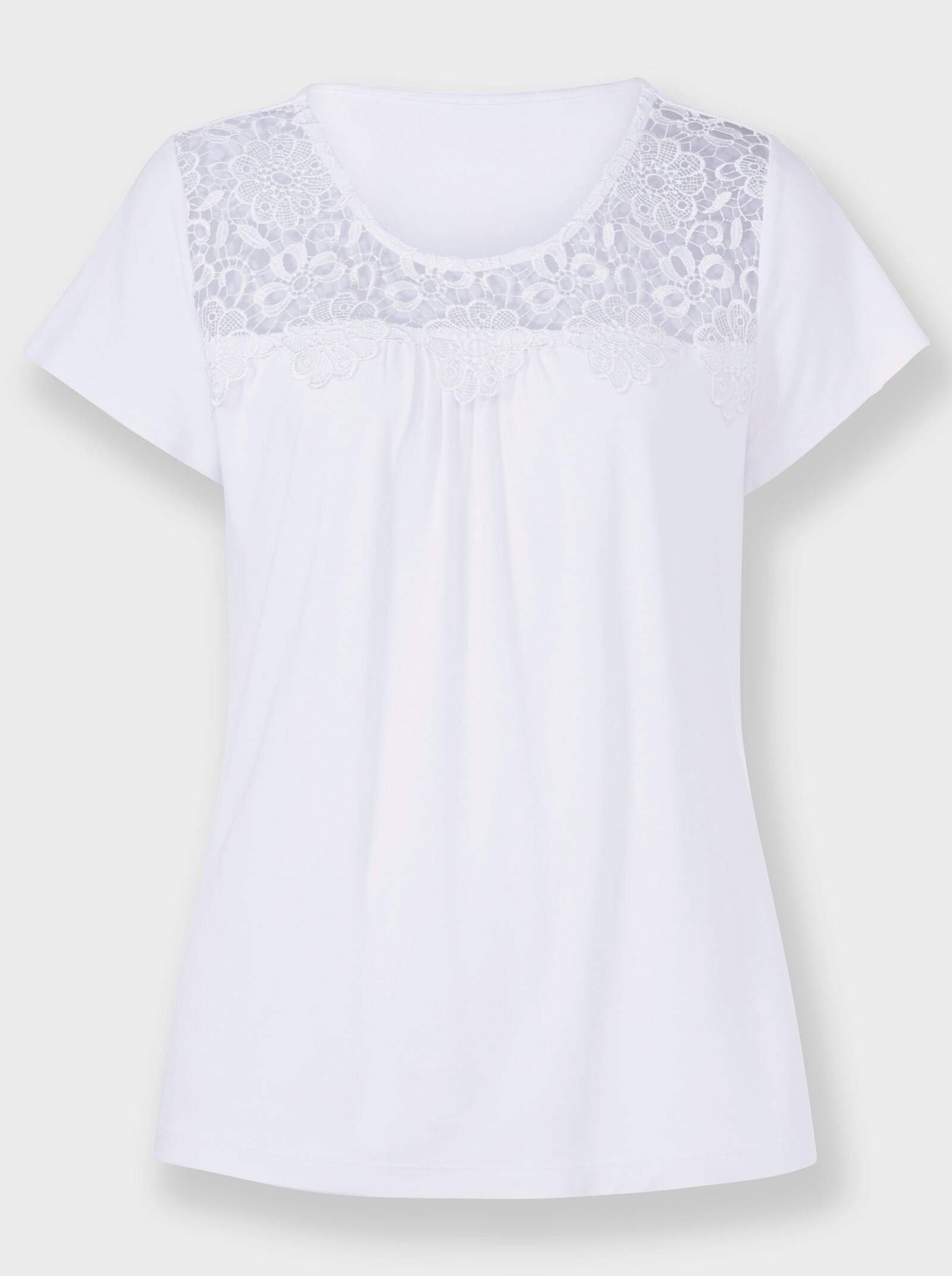 Kanten shirt met vleermuismouw - wit