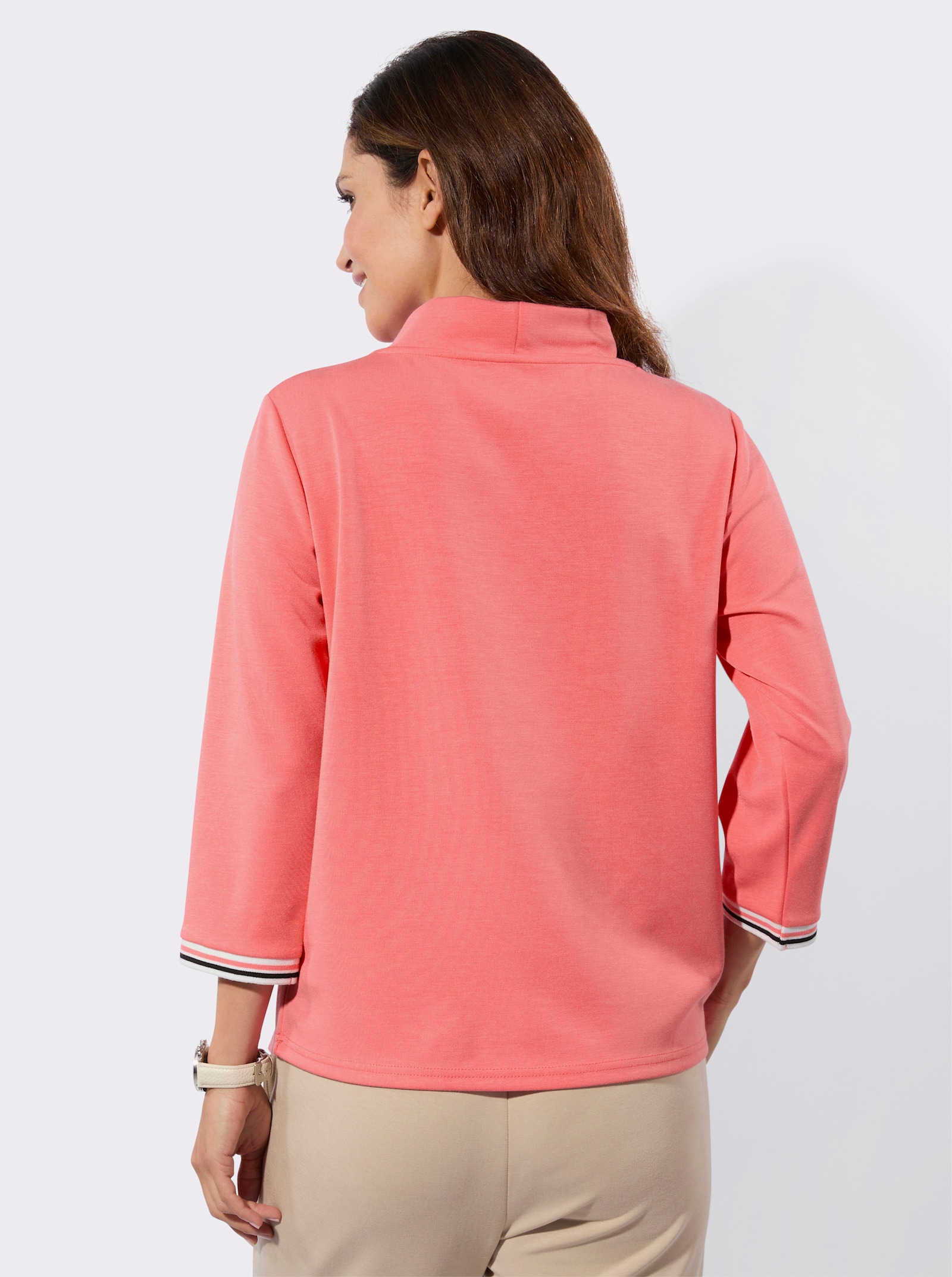 Stehkragenshirt in Super-Soft-Qualität - koralle