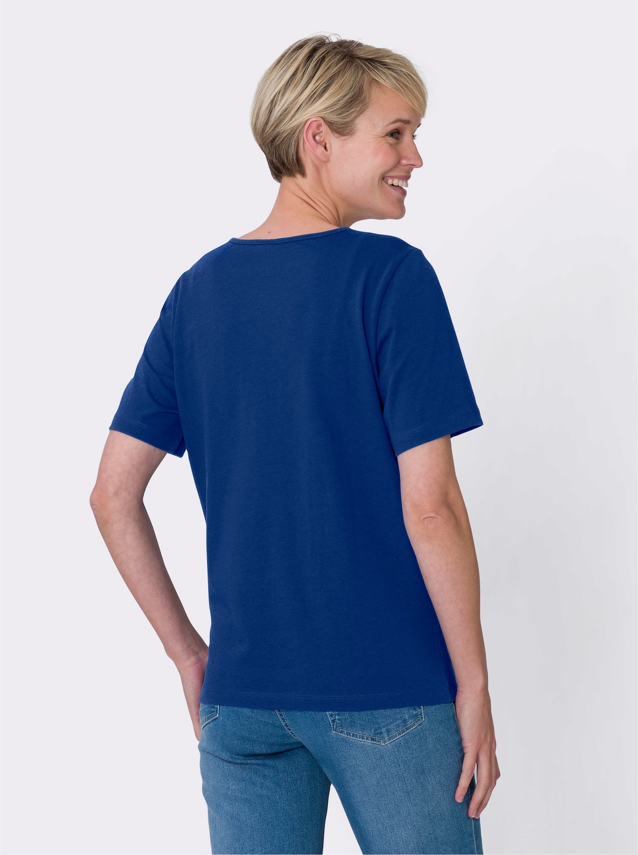 Shirt - koningsblauw/wit