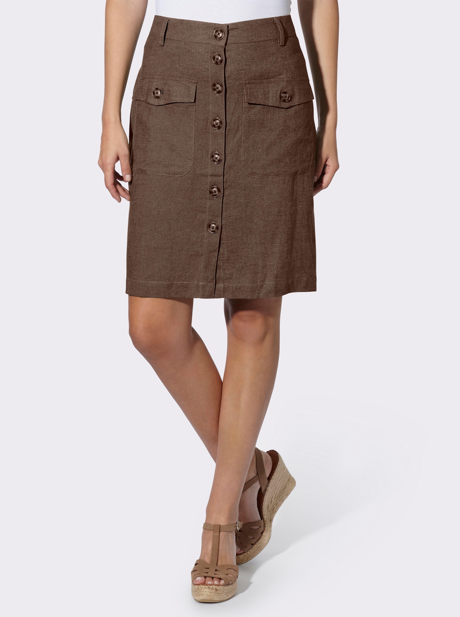 heine Sommerrock mit Knopfleiste - schoko